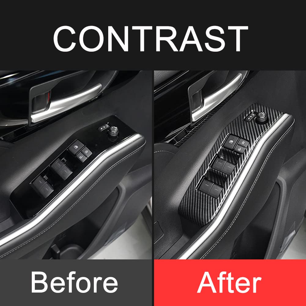 2020-2025 Toyota Highlander Accessories - Carbon Fiber Style Door Window Switch Panel Cover & Door Lock Control Button Trim | Interior Upgrade for Car Protection & Style Enhancement | Perfect for Daily Commute, Road Trips & Vehicle Customization