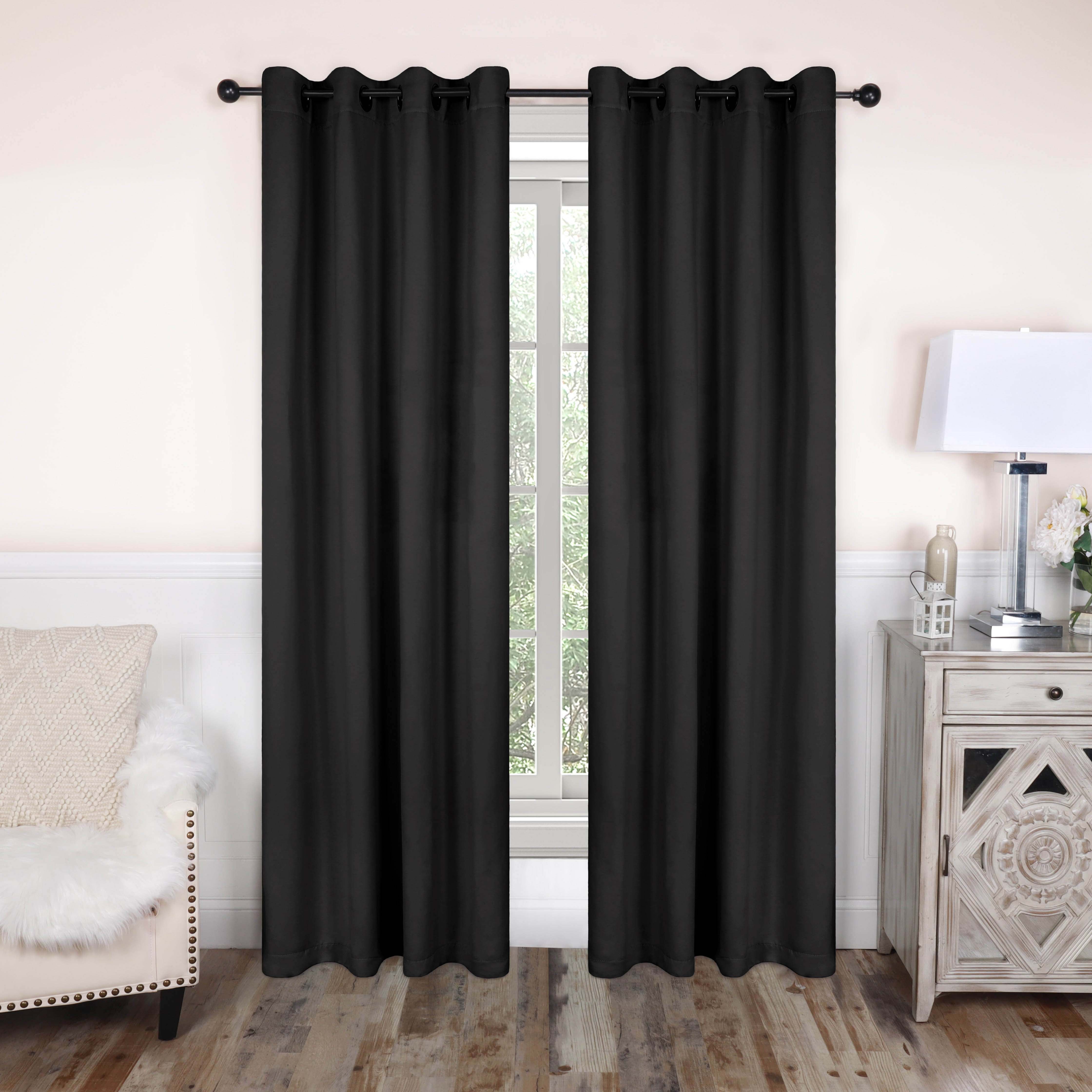 Solid Classic Modern Grommet Blackout Curtain Set - Thermal Insulated Window Drapes for Living Room & Bedroom - Noise Reducing & Light Blocking for Better Sleep