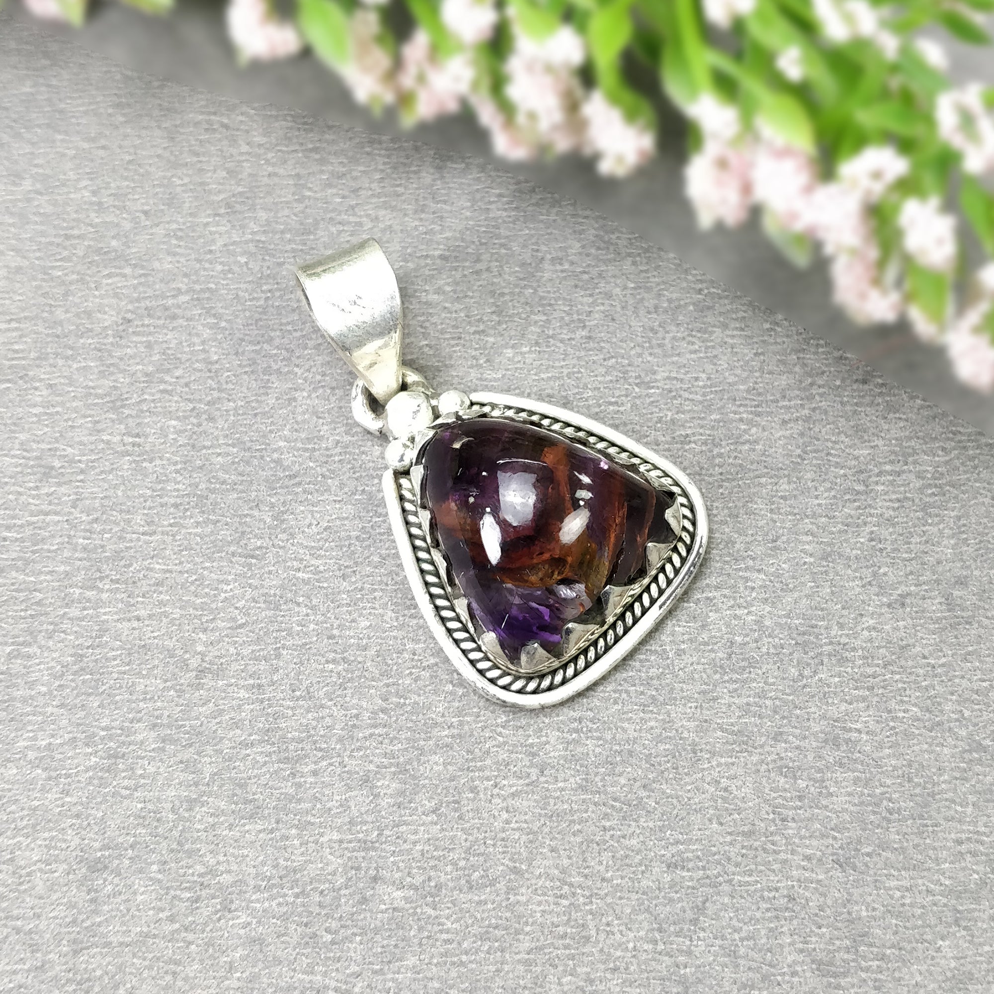 Natural Untreated Purple Amethyst Gemstone Pendant - 925 Sterling Silver Bezel Set Cabochon (7.42g, 1.5 Inch) | Spiritual Jewelry for Meditation, Healing & Energy Work