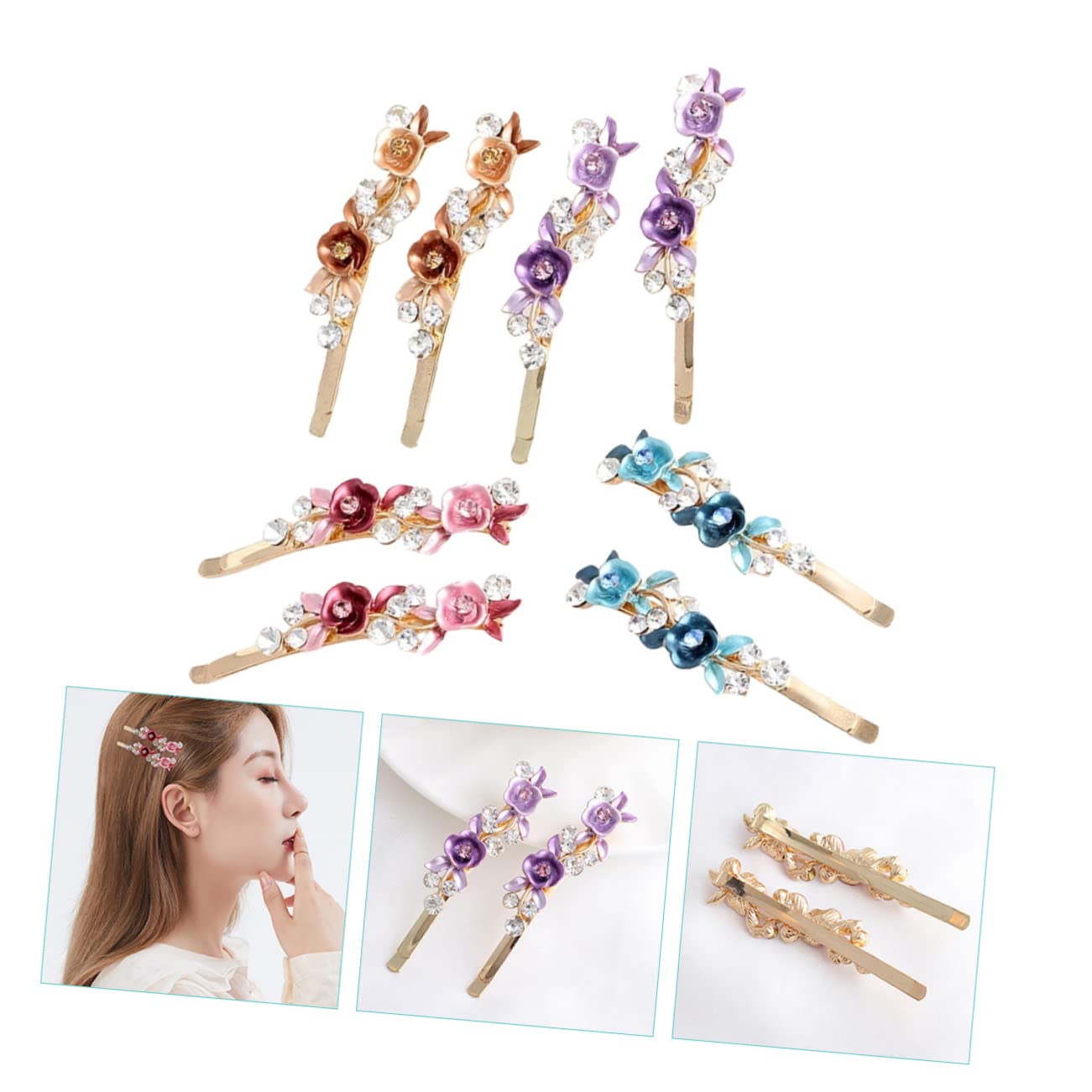 Elegant Rhinestone Hair Clips for Women - Flower Hair Barrettes for Party & Wedding