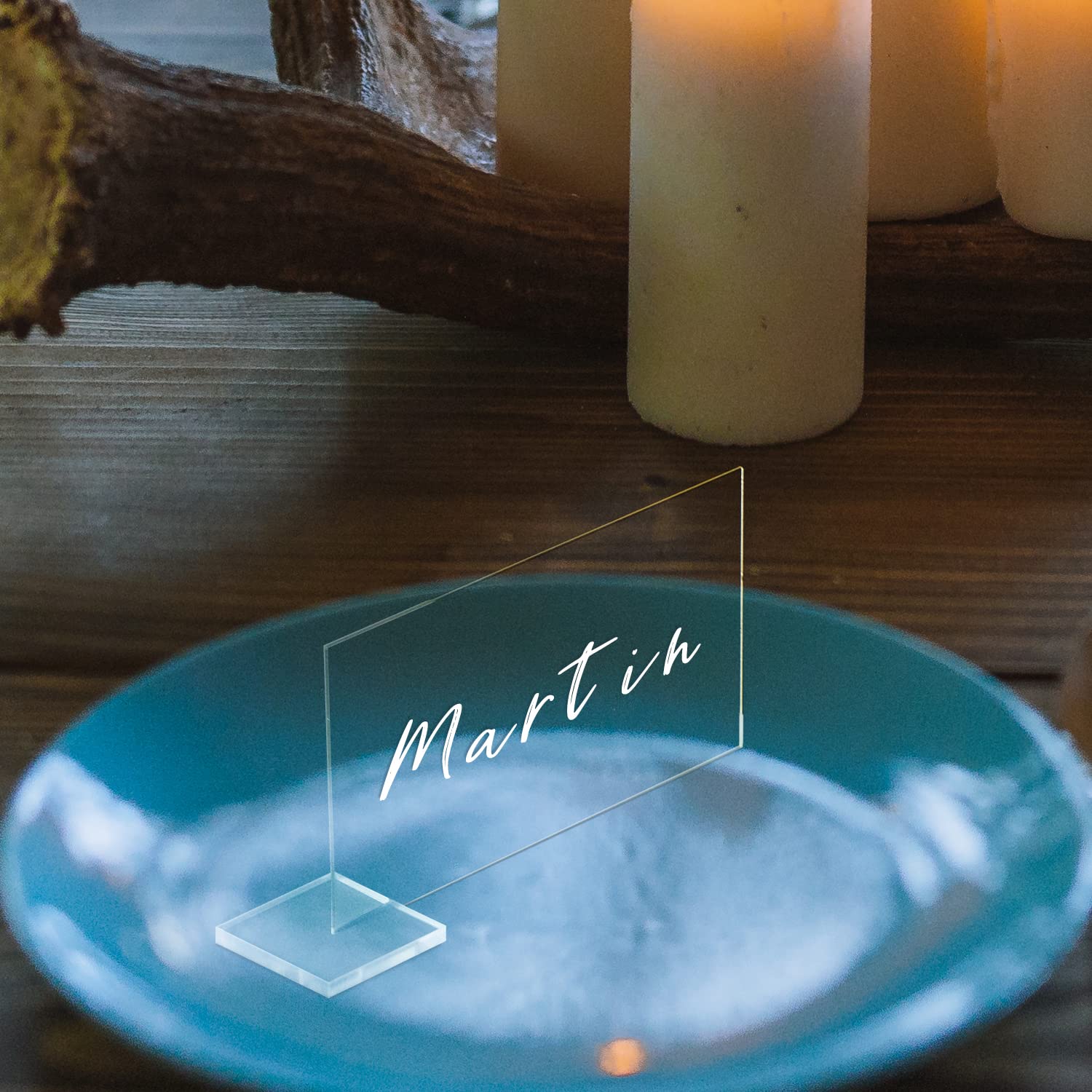 50 Clear Acrylic Place Cards with Holders - DIY Blank Rectangle Name Cards for Weddings, Parties & Events - Perfect for Table Settings, Escort Cards & Guest Seating Arrangements