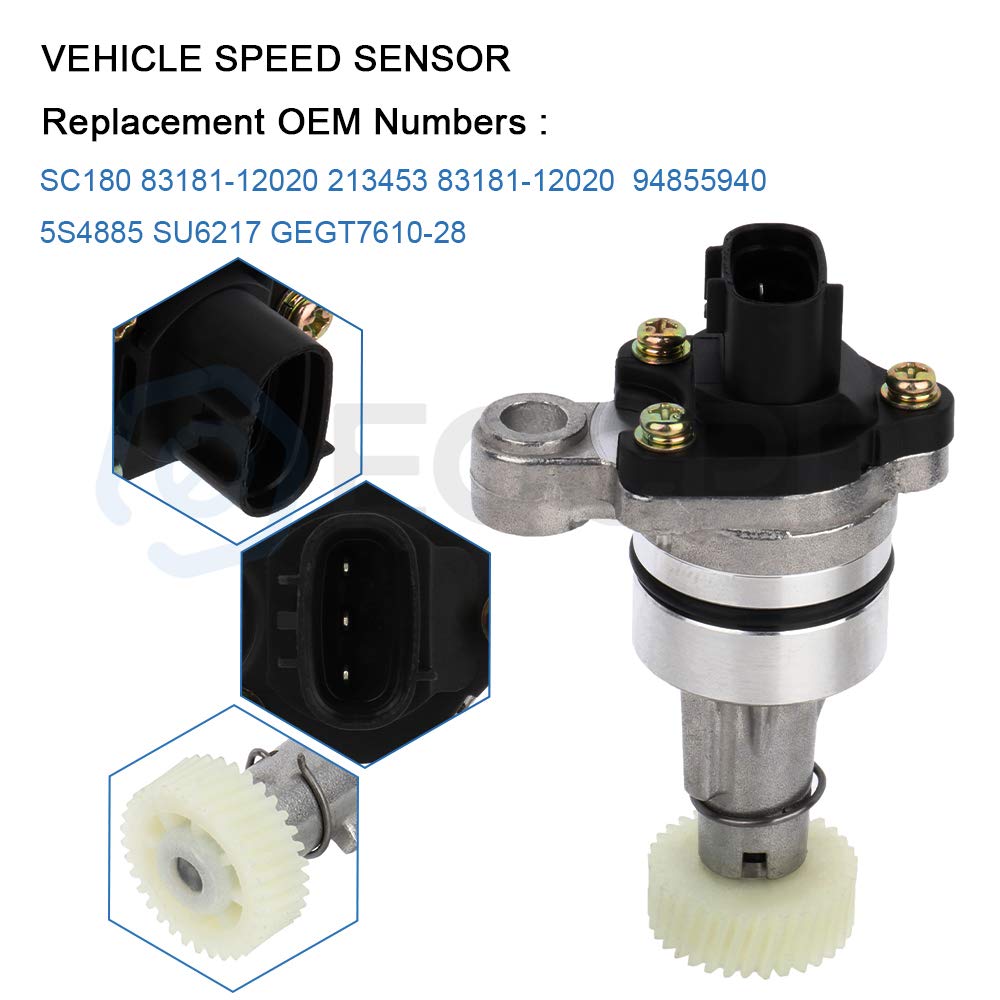ECCPP Vehicle Speed Sensor Compatible with Chevrolet Prizm, Geo Prizm, Lexus ES300/LX470, Pontiac Vibe, Toyota 4Runner/Camry/Celica/Corolla/Echo - Replaces 83181-12020 SU6217 GEGT7610-28 (3-Pin) - Perfect for Smooth Gear Shifting & Accurate Speedometer Readings