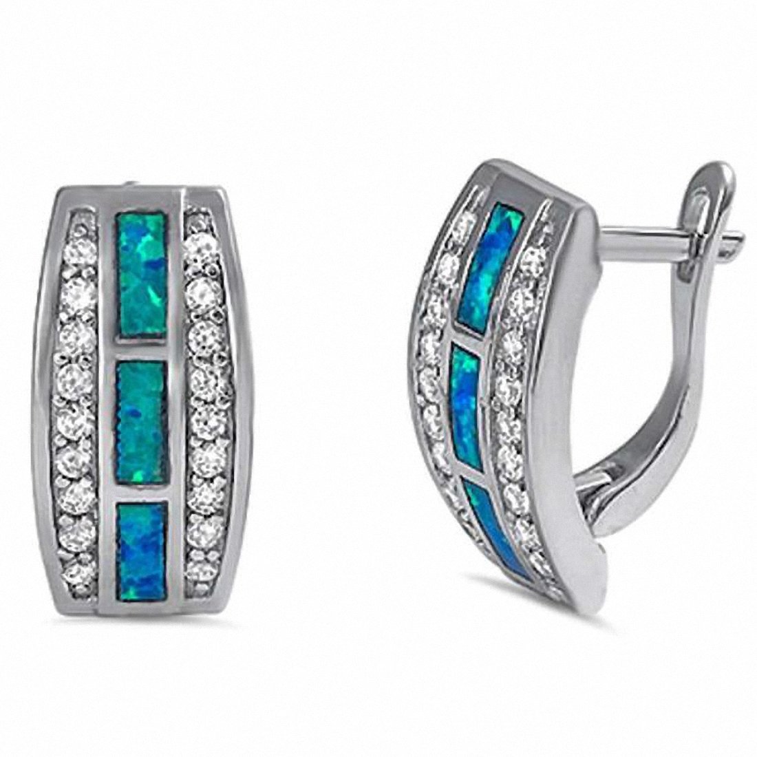 925 Sterling Silver Fashion Latchback Earrings with Opal & Cubic Zirconia - Round Design, Multiple Colors | Perfect for Parties, Weddings & Everyday Wear