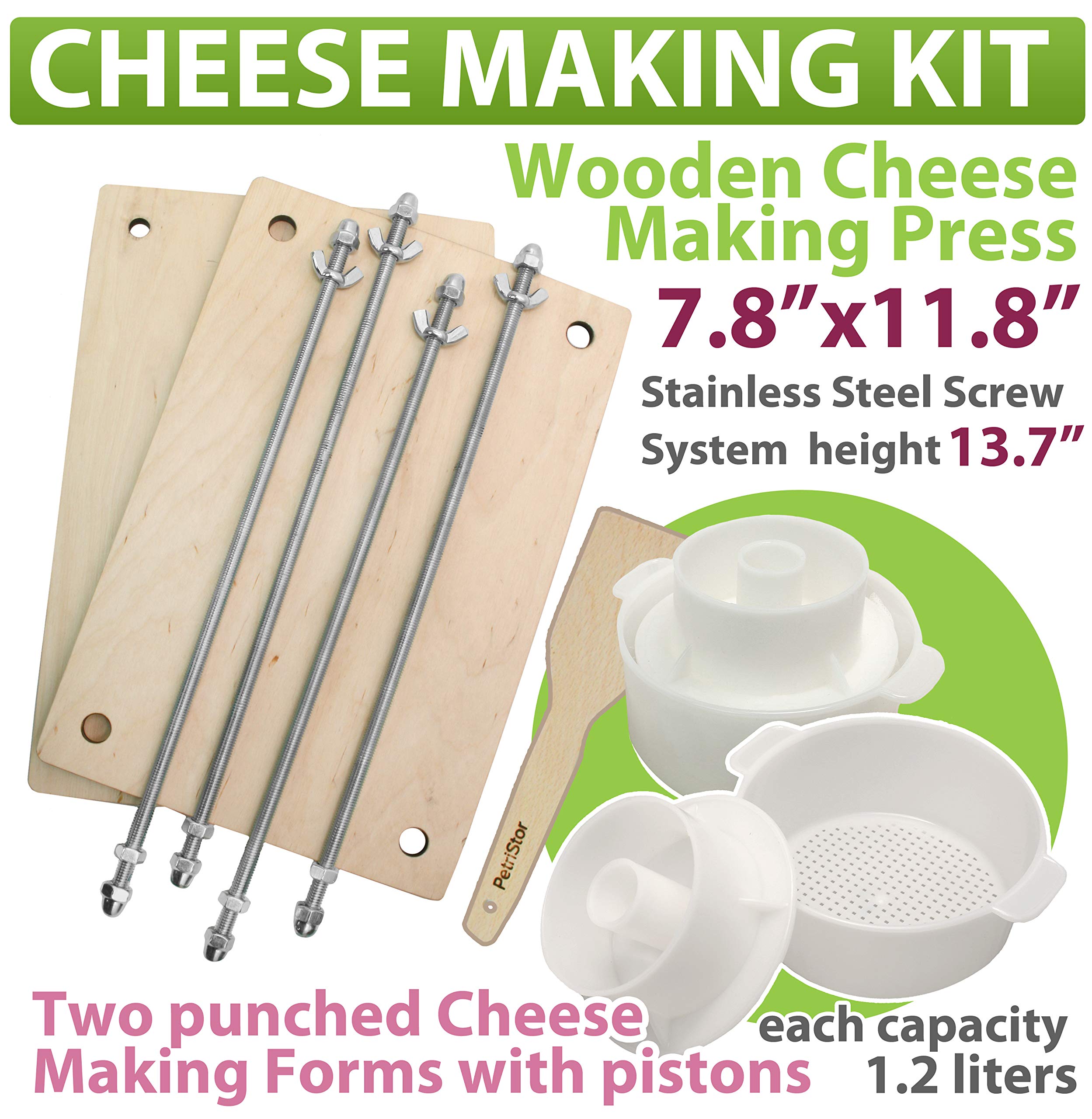 Premium Wooden Cheese Press Kit - 12