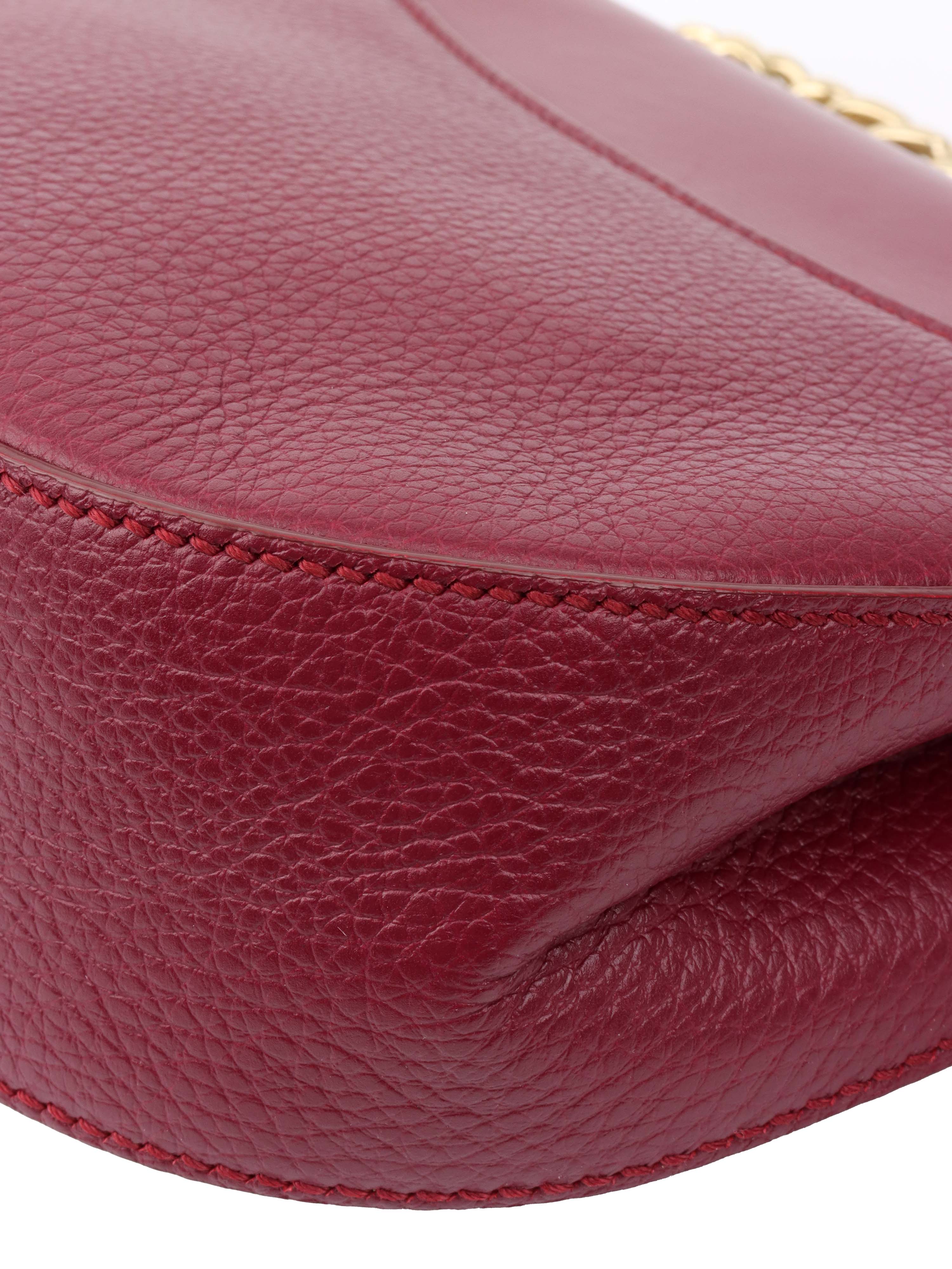 Dolce & Gabbana Burgundy Leather Chain Shoulder Bag for Women - Luxury Designer Crossbody Purse for Evening Parties, Date Night & Special Occasions