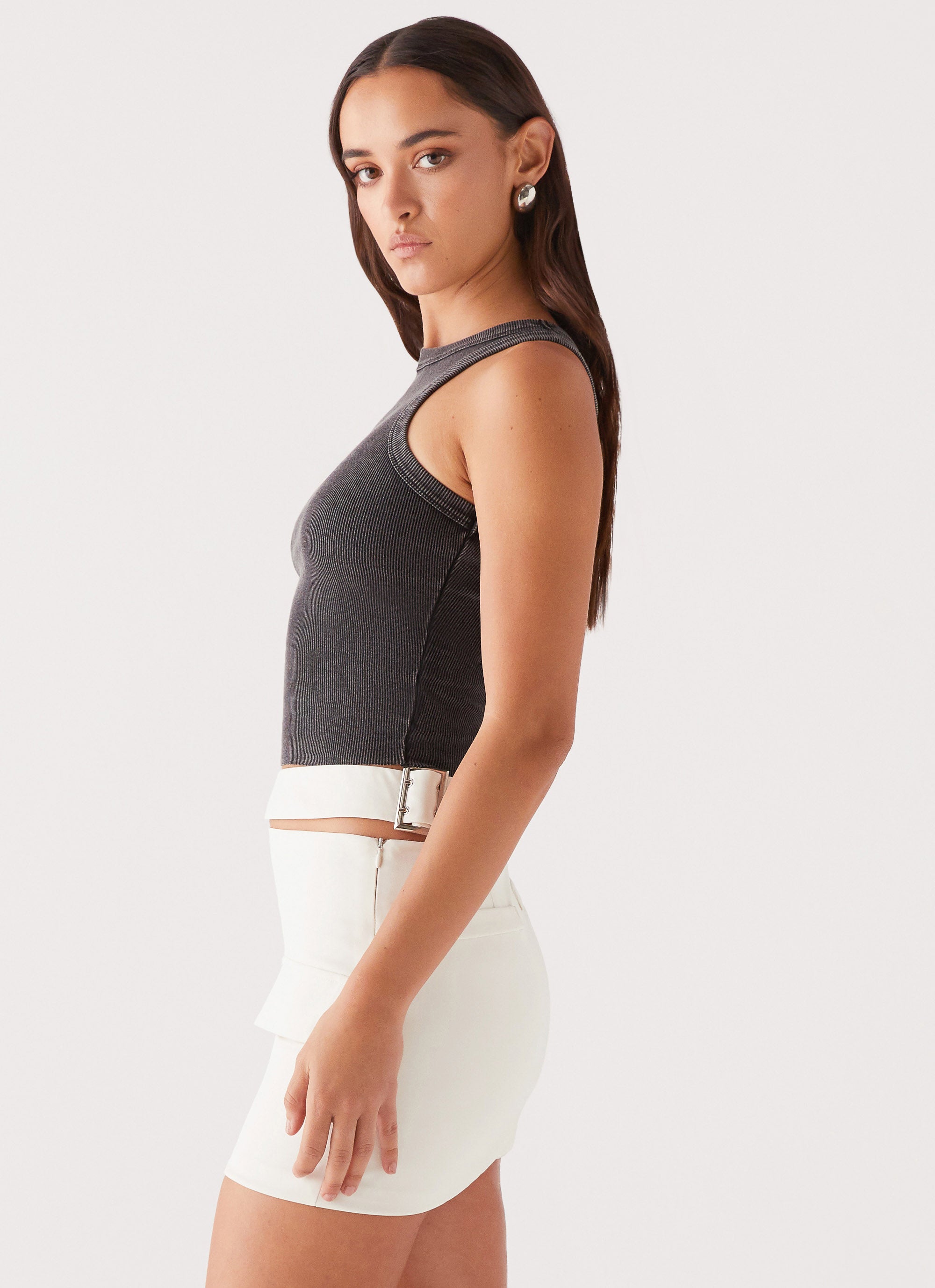 Danger Zone Cut Out Mini Skirt in Ivory - Sexy High Slit Party Dress for Clubbing, Night Out & Festival Fashion