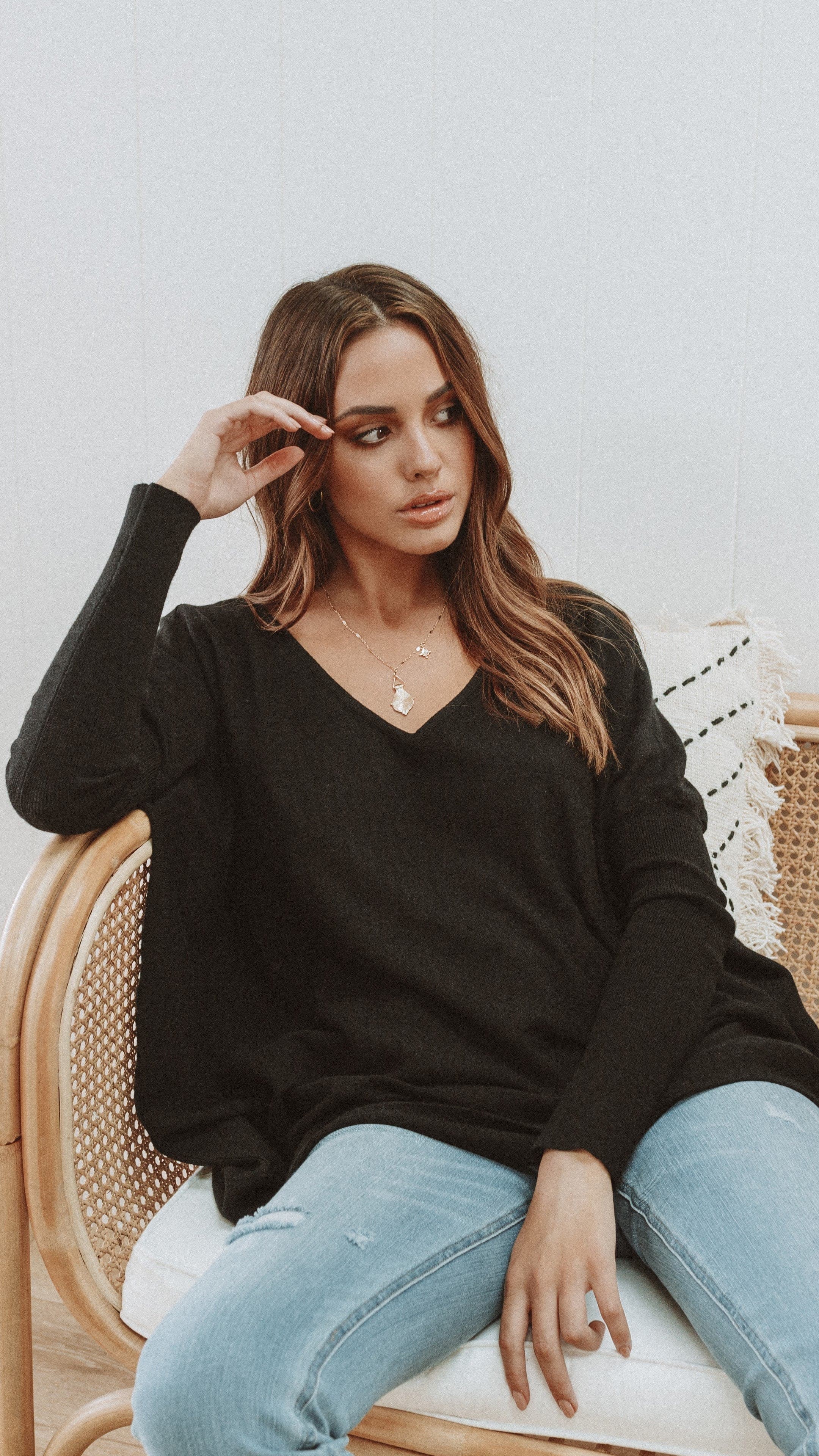 Amalia Knit Top for Women - Soft Stretch Casual T-Shirt, Black - Perfect for Everyday Wear, Office & Outings