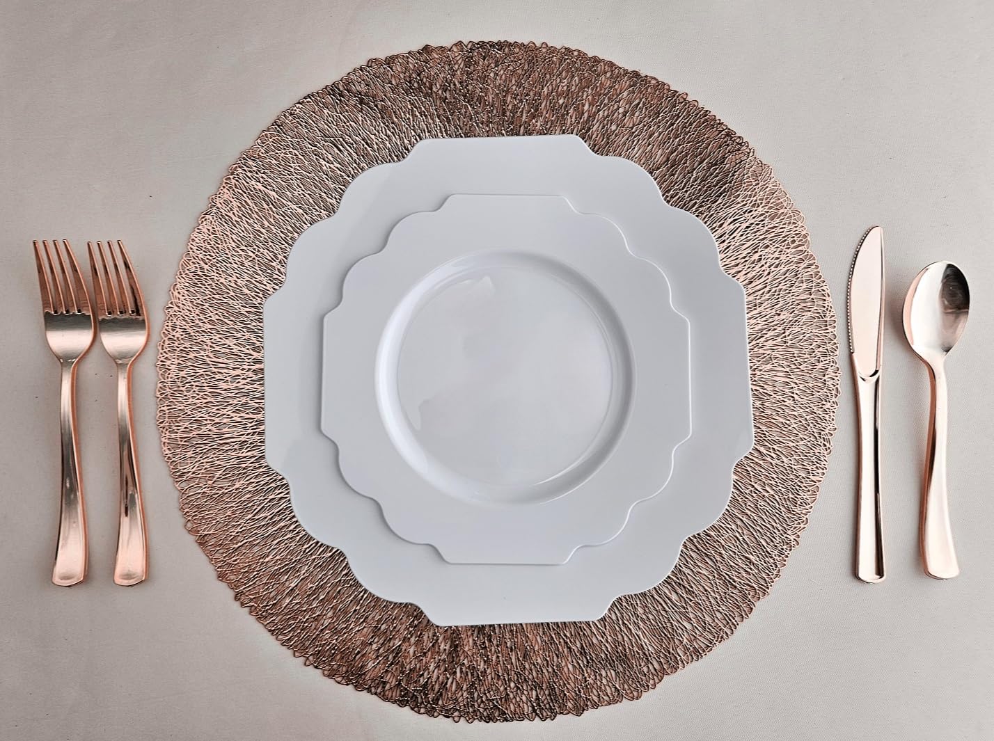 120-Piece Pressed Vinyl Metallic Placemats Set - Elegant Wedding & Event Table Decor in Reef & Rose Gold | Perfect for Dinner Parties, Bridal Showers, and Holiday Gatherings