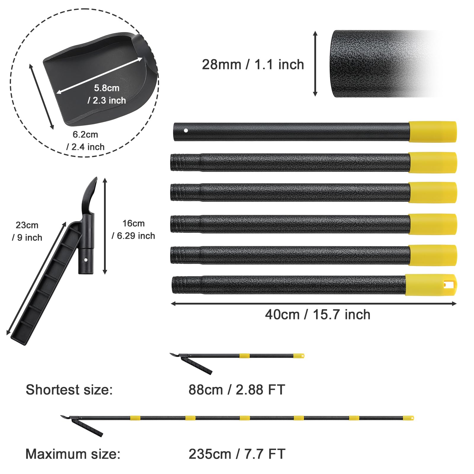 7.7FT Gutter Cleaning Tool with Long Pole - Roof & Leaf Scoop for Easy Maintenance