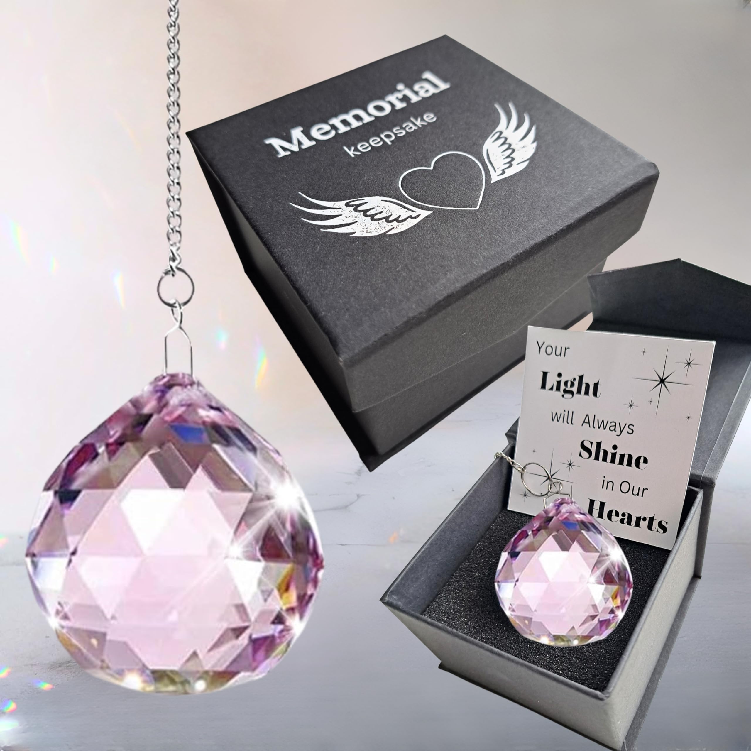 Memorial Crystal Keepsake - Thoughtful Sympathy Gift for Grieving Friends & Family - Rainbow Maker Memorial Decor - Comforting Bereavement Present for Loss, Miscarriage & Healing - Perfect for Home Memorials, Funeral Tributes & Healing Spaces