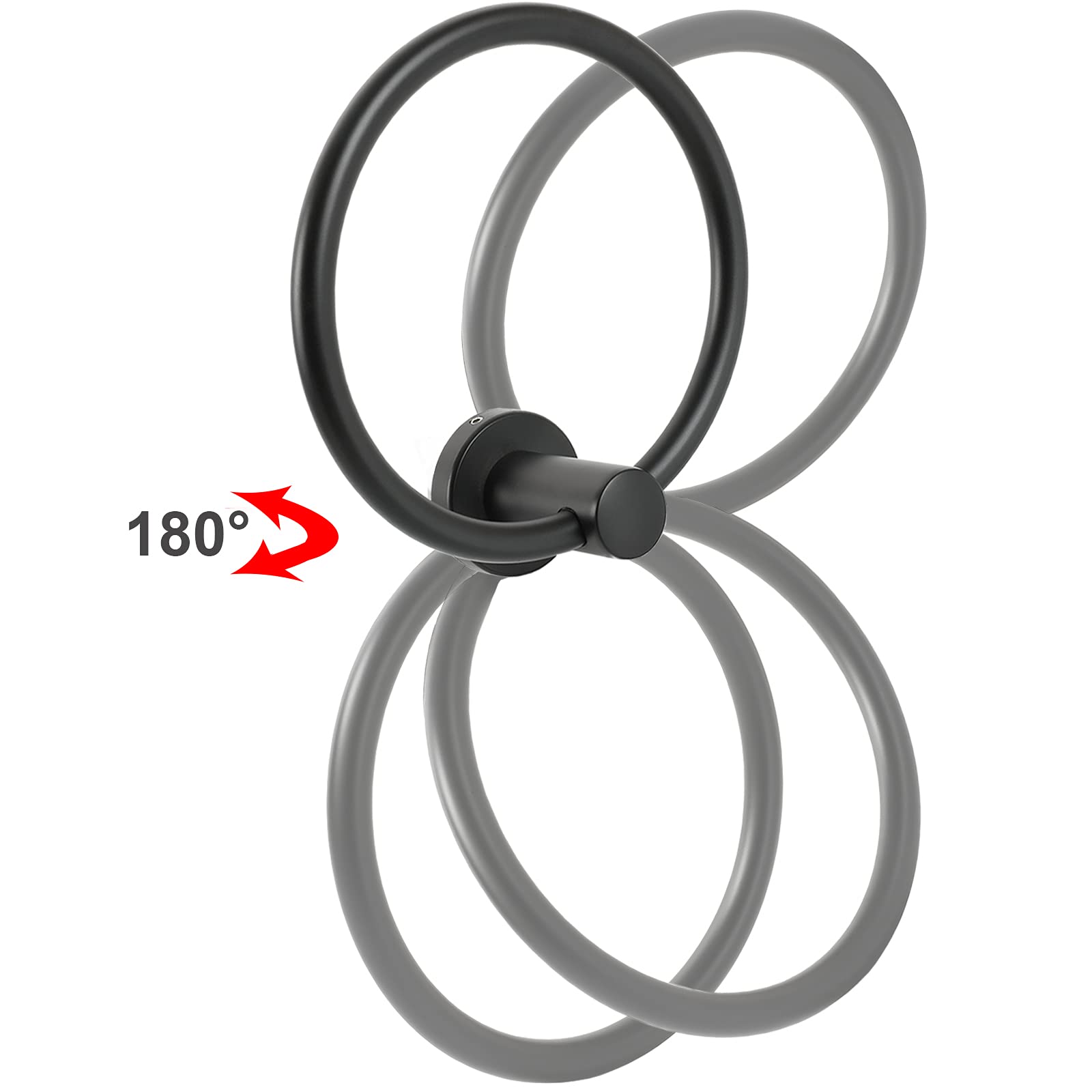 Premium Matte Black Towel Ring - 2 Pack SUS 304 Stainless Steel Bathroom Towel Holder with Wall Mount Hardware (Drill Required) - Durable Round Hand & Bath Towel Hanger for Modern Bathroom Decor