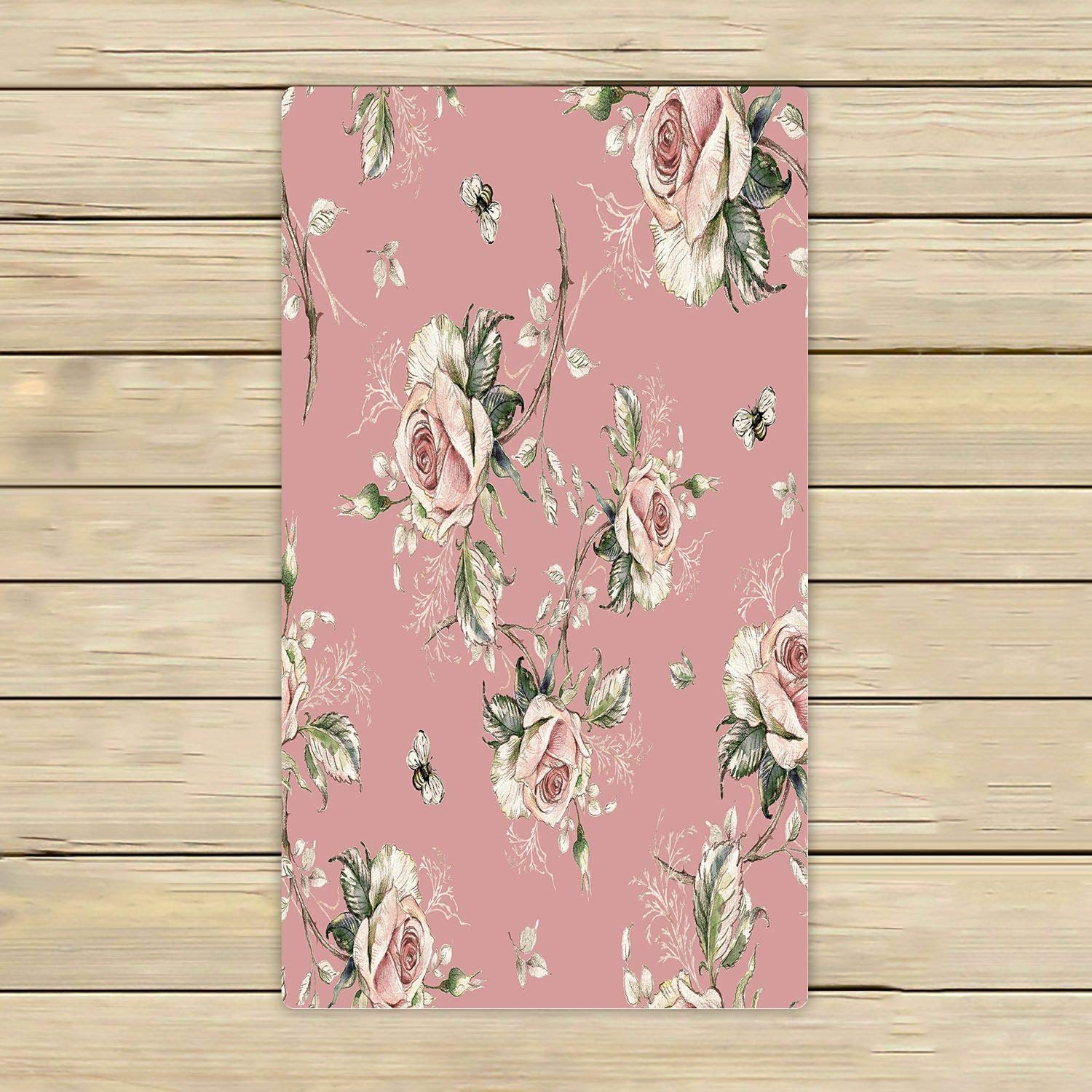 ABPHQTO Rose & Bumble Bee Beach Towel - 16x28 Inch Quick Dry Bath Pool Towel for Travel, Spa, Sports | Perfect for Beach Days, Swimming, Yoga & Gym Workouts