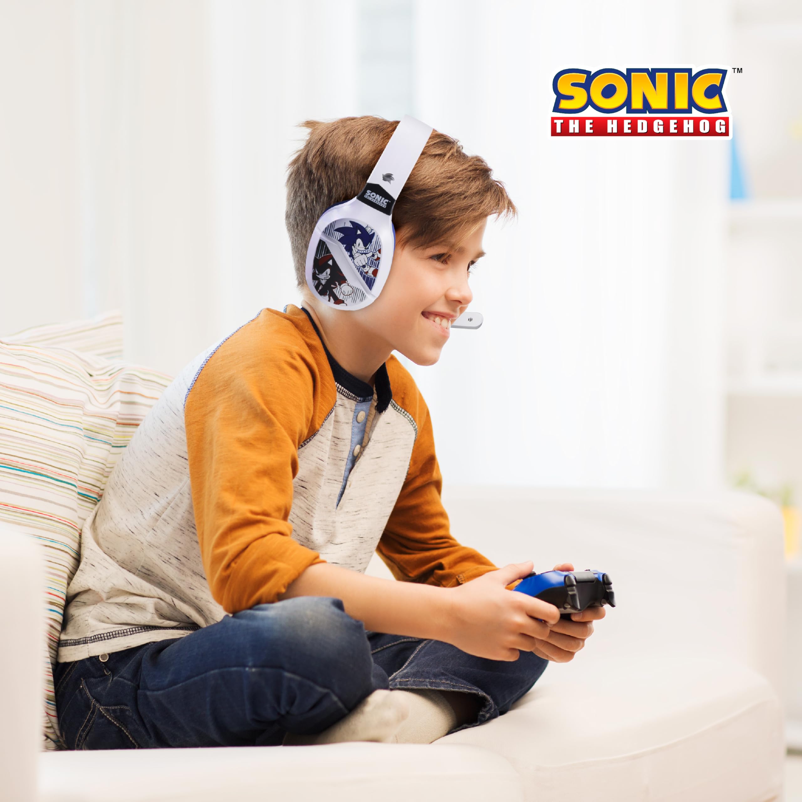 Vivitar Sonic The Hedgehog Wireless Bluetooth Gaming Headset with Low Latency, Comfortable Cushioned Ear Cups & Adjustable Boom Mic - Perfect for PC Gaming, Mobile Phones & Online Multiplayer Games