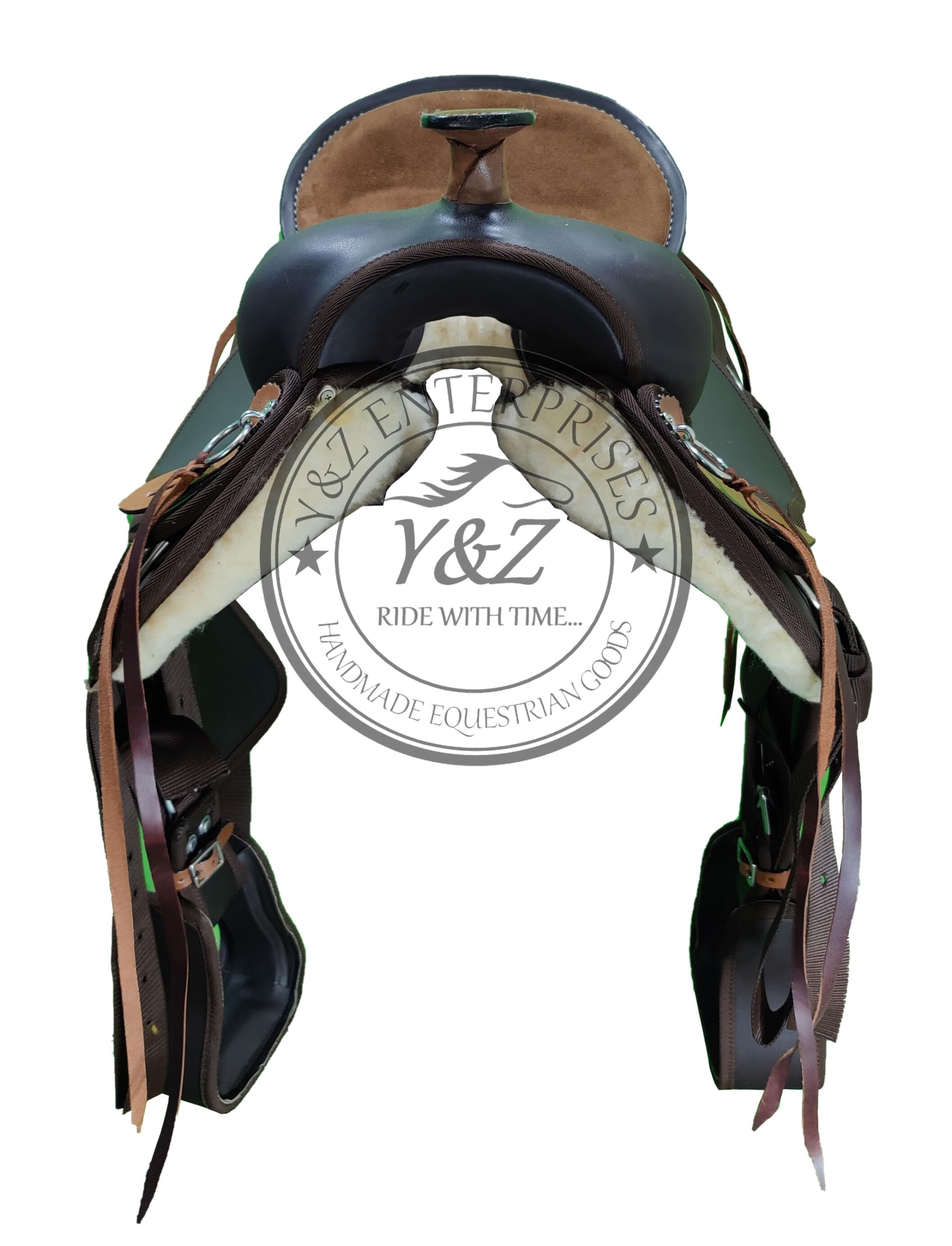 Lightweight Synthetic Western Barrel Racing Horse Saddle with Pad - Complete Track Set Includes Headstall, Breastplate & Reins (12