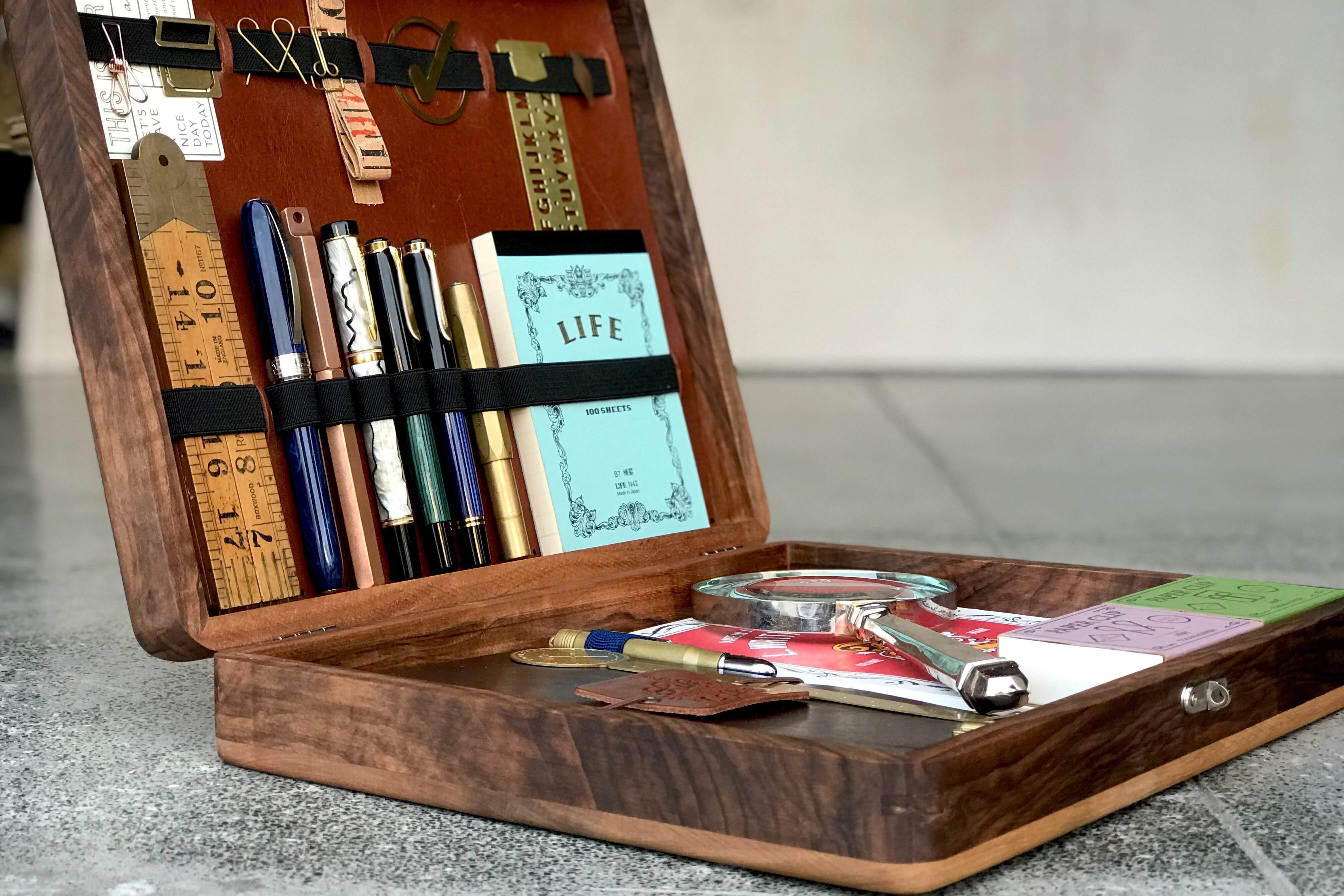 Premium Wooden Writing Box with Lock - Elegant Stationery Storage for Letters, Journals & Calligraphy - Perfect for Home Office, Study & Gift Giving