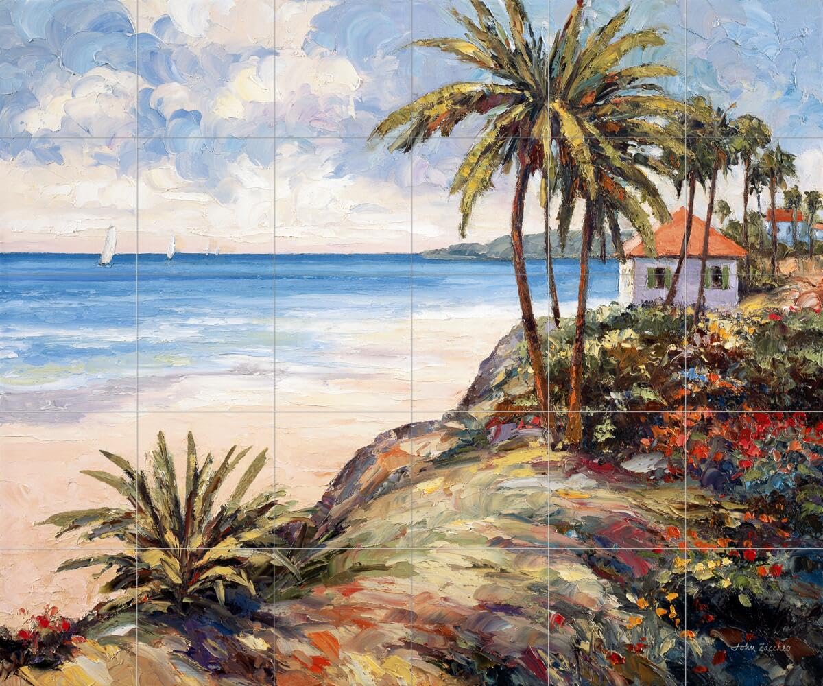 Ceramic Backsplash Tile Mural - Coastal Beach Scene with Ocean Waves for Kitchen, Bathroom & Shower Wall Decor - Perfect for Beach House, Coastal Cottage or Nautical Themed Interiors