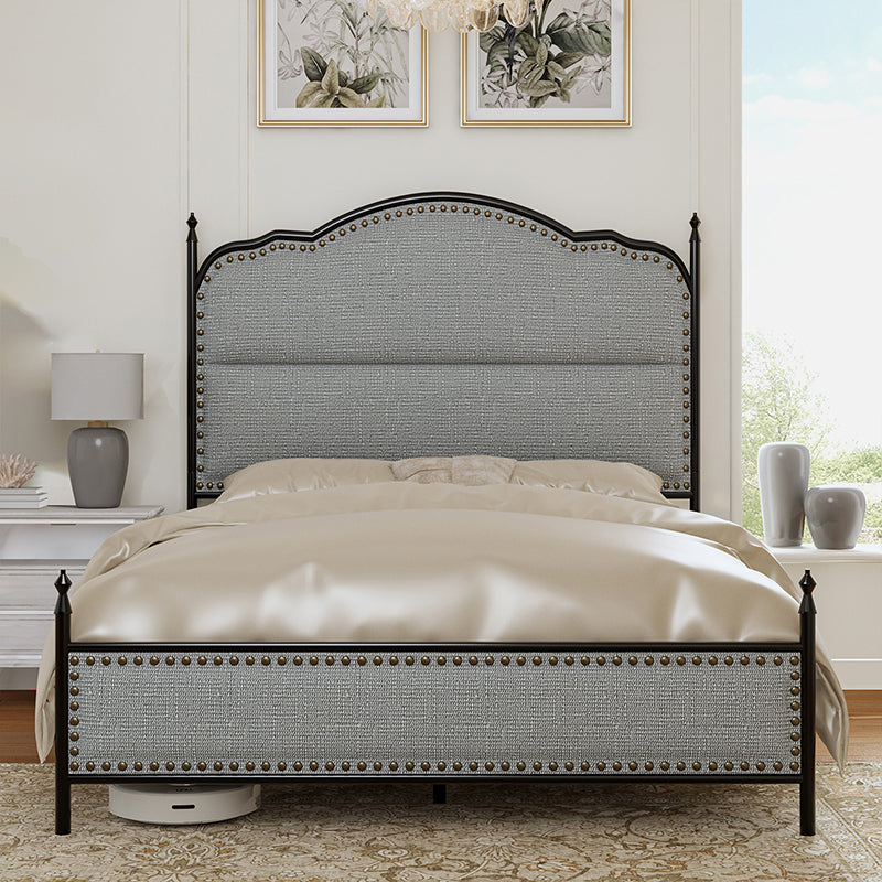 Ernesto 61 Industrial King & Queen Size Platform Bed Frame - Modern Metal & Wood Design for Bedroom, Guest Room, Loft or Studio Apartment