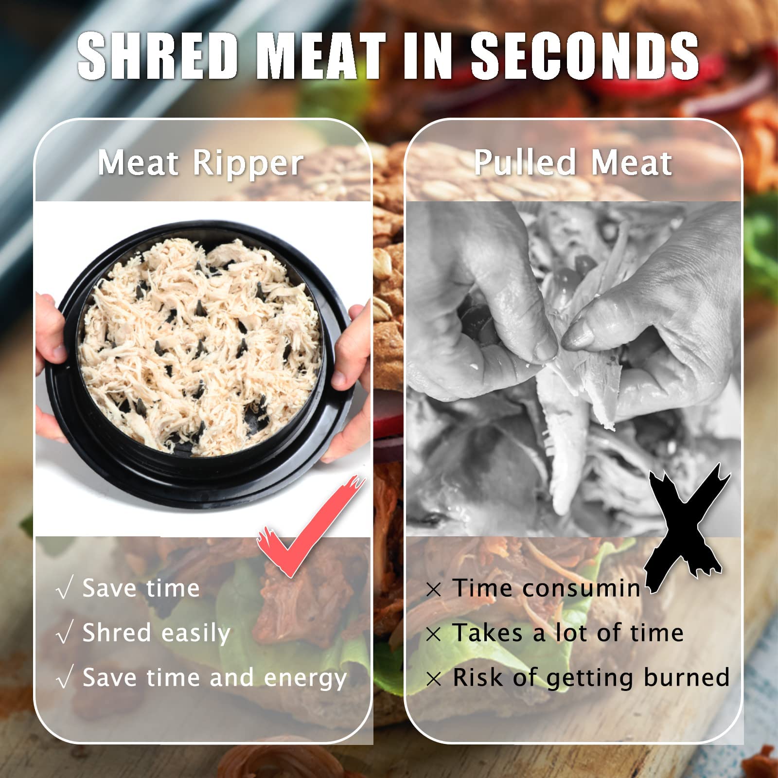 Premium Chicken Shredder Tool - Ergonomic Meat Shredder for Pork, Beef & Chicken with Non-Slip Handle | Dishwasher Safe & Easy to Clean | Perfect for Pulled Pork, Tacos, Sandwiches & Meal Prep