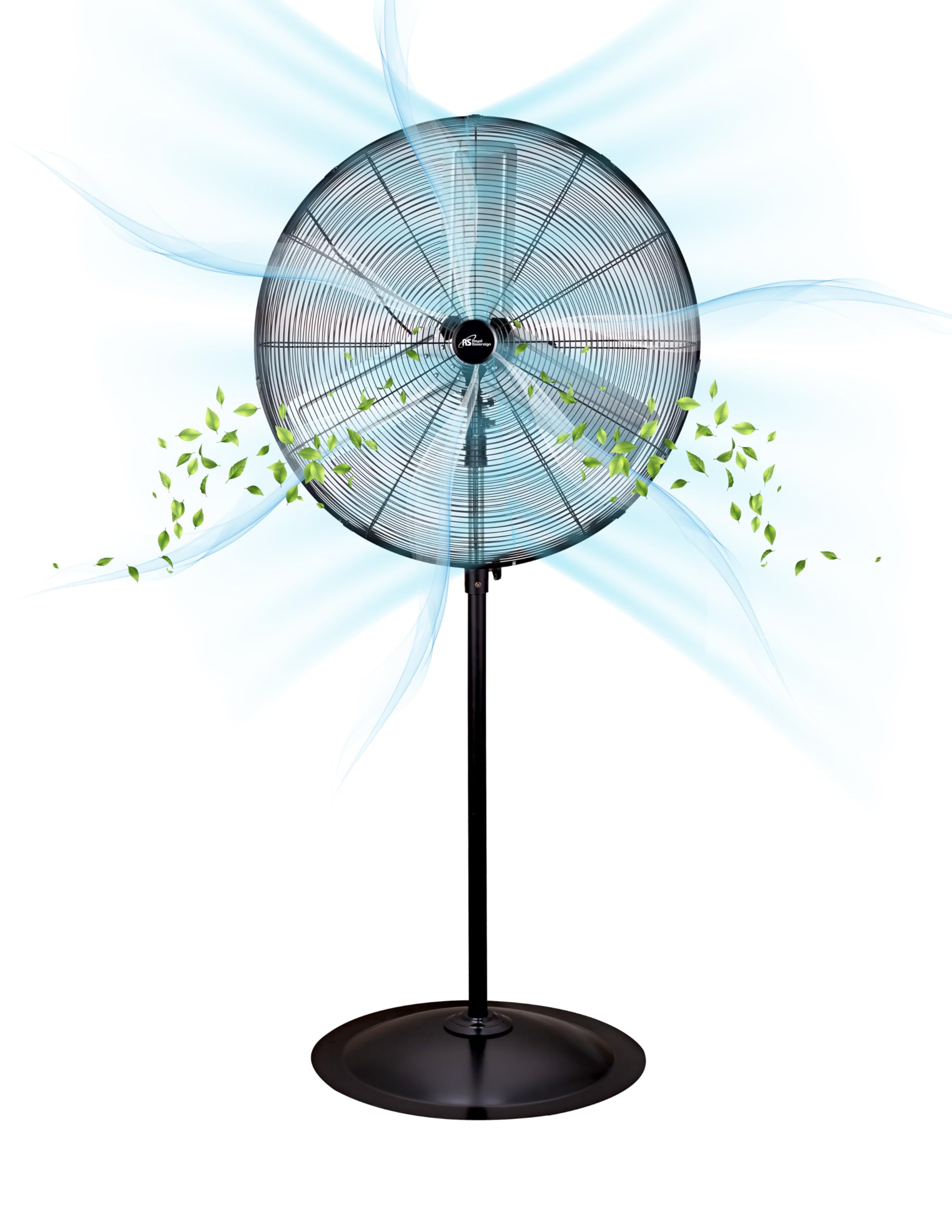 30” High Velocity 7500 CFM Pedestal Fan with 3-Speed Settings & Wide Angle Oscillation - Adjustable Height (65.7”-80.7”) for Home, Office, Warehouse & Outdoor Cooling