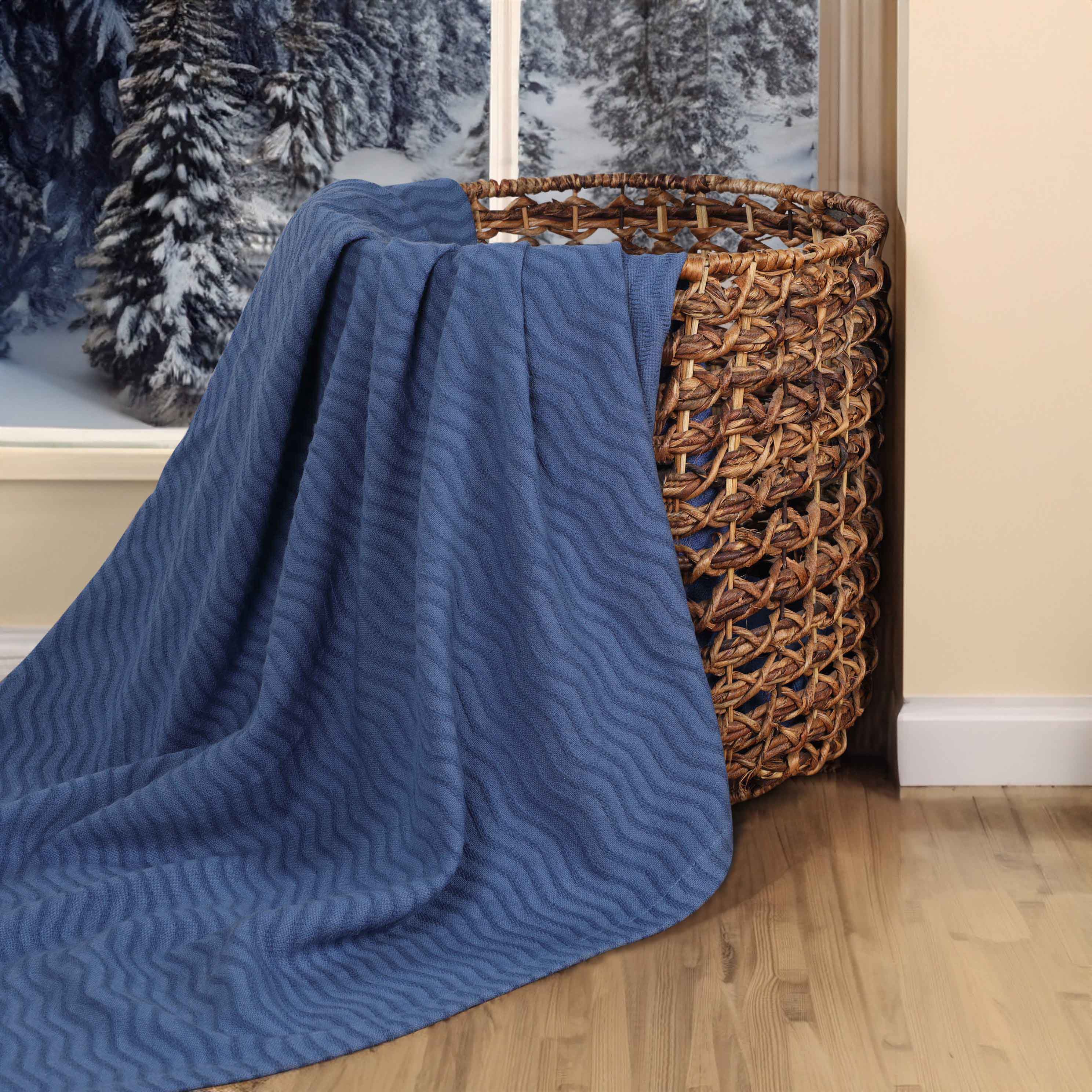 Jena Cotton Textured Chevron Lightweight Woven Blanket - Soft & Breathable Throw for Sofa, Bed & Outdoor Use - Cozy Home Decor & Picnic Essential