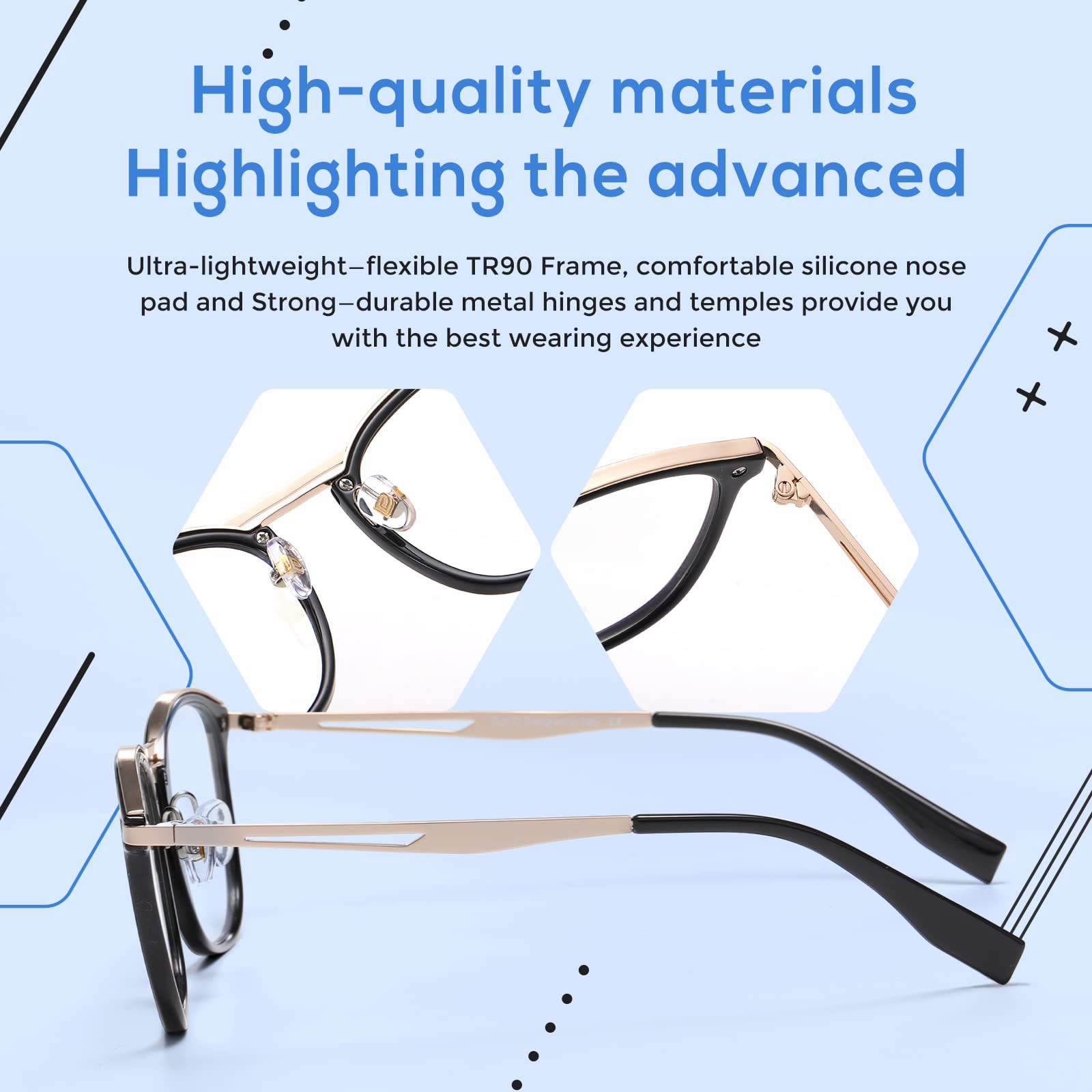 DUCO Blue Light Blocking Glasses for Men - Anti Blue Ray Computer Glasses with Retro Square Frame, Fashion Eyeglasses 5223 - Perfect for Gaming, Office Work & Screen Time Protection