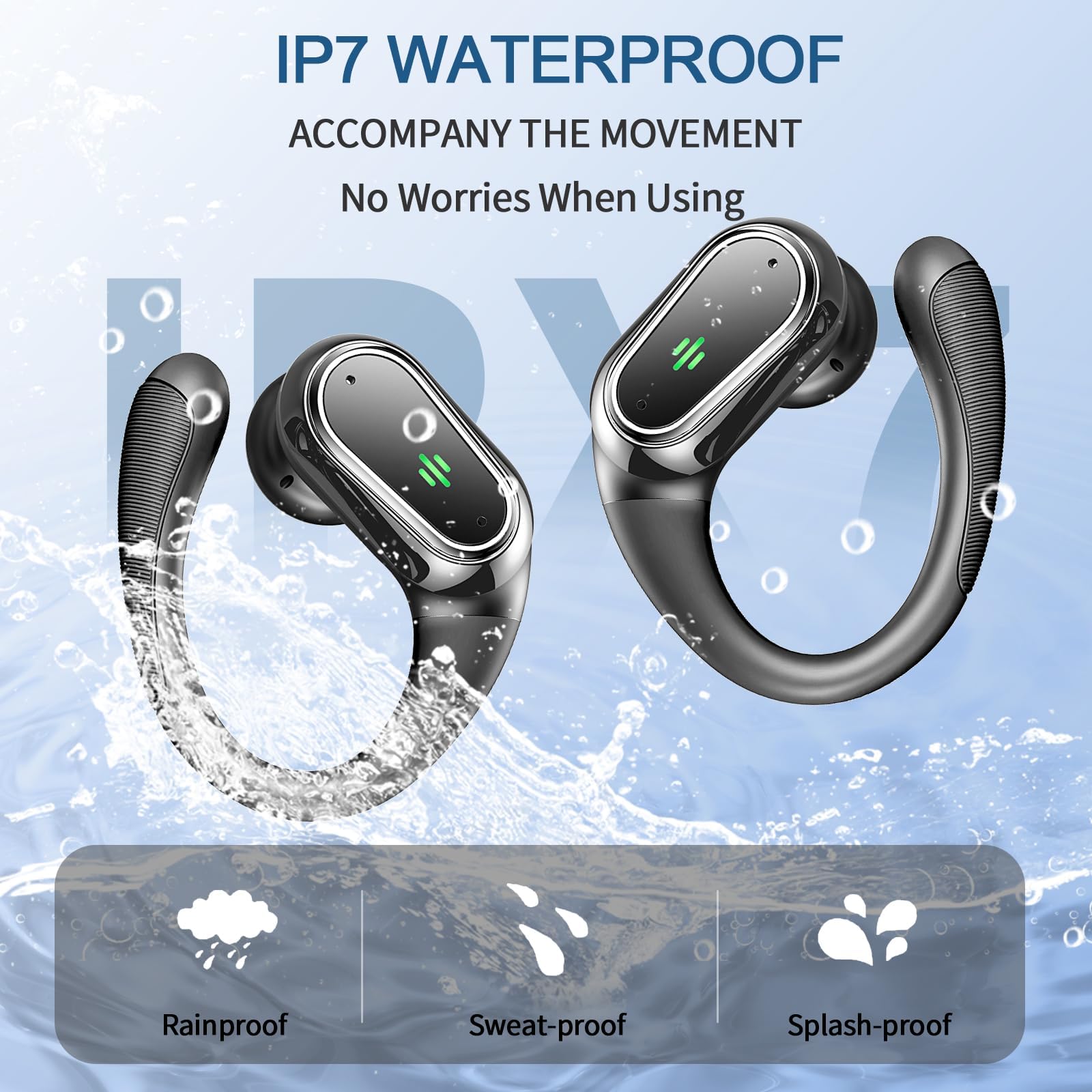 Wireless Bluetooth 5.4 Earbuds with Noise Canceling - 50H Playtime, IP7 Waterproof for Running & Workout