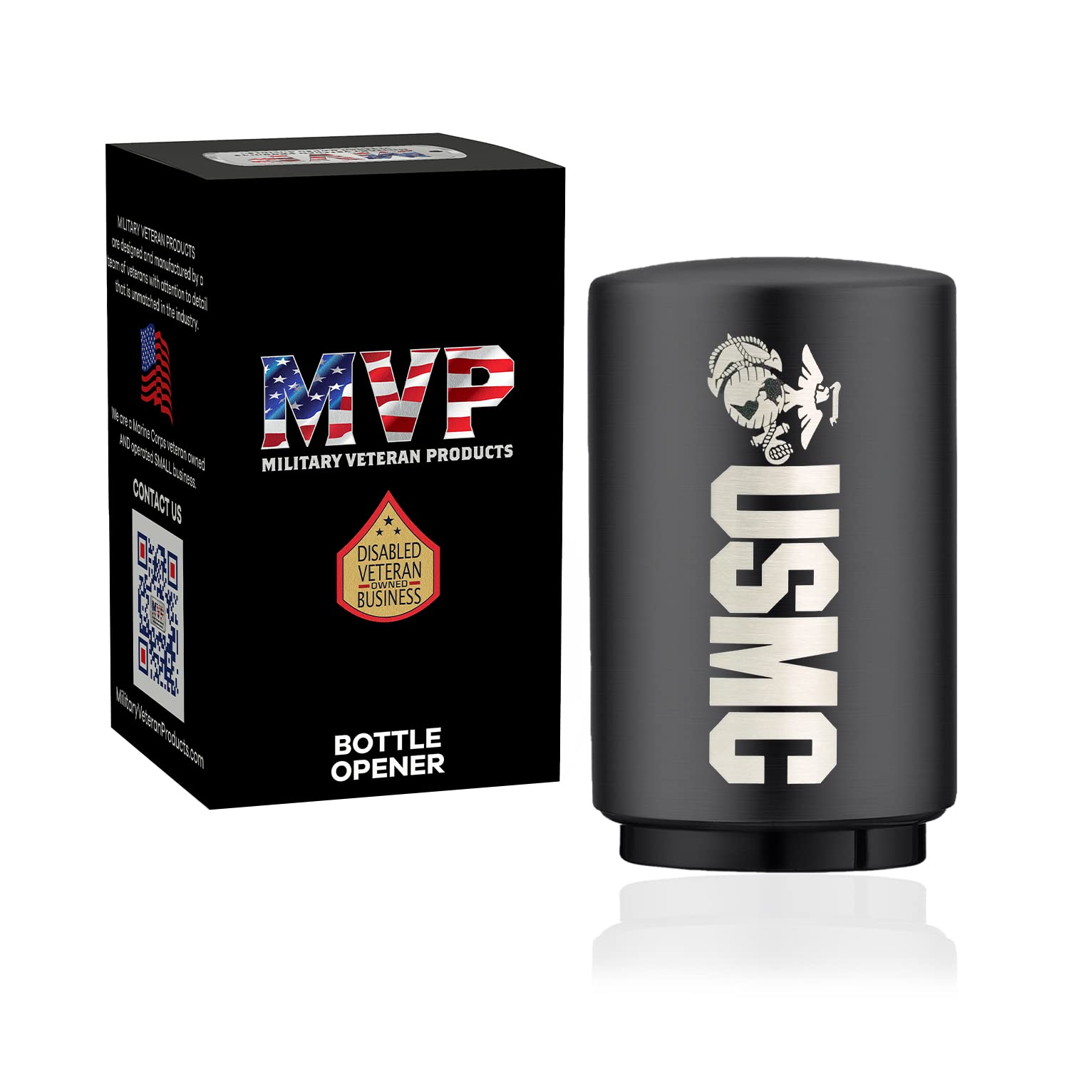 USMC Push Down-Pop Off Beer Bottle Opener with Magnetic Cap Catcher - Automatic Bottle Opener for Beer & Soda - Cool Bartender Gadget for Home Bars, Parties & Outdoor BBQs
