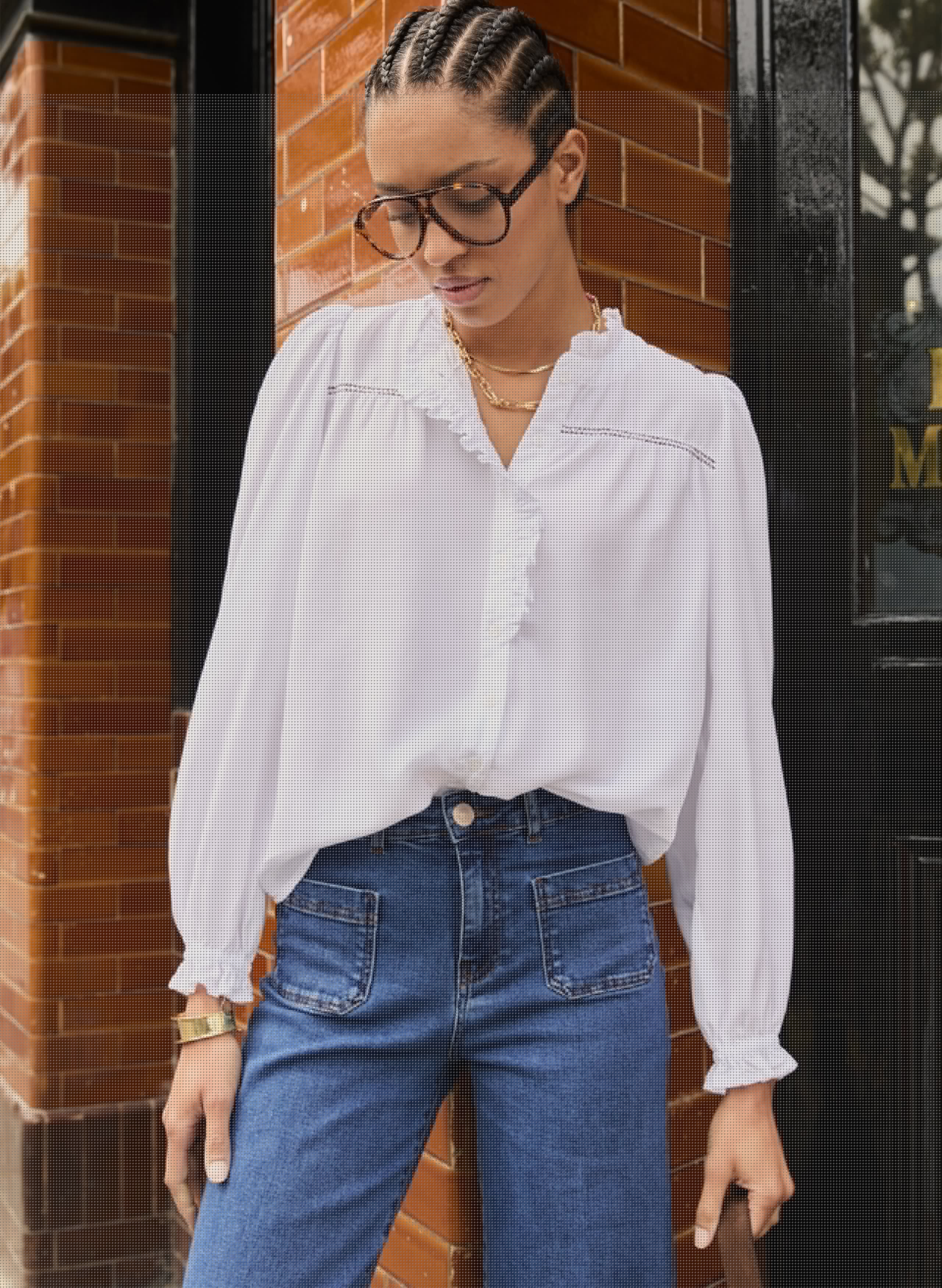 Estela Embroidered Detail Blouse for Women - Elegant Floral Lace Top for Casual Wear, Office & Date Nights