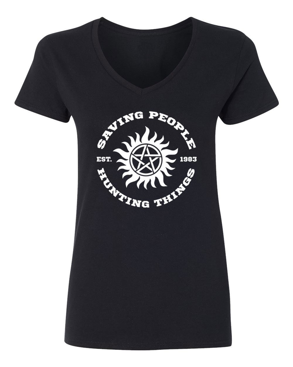Supernatural Sam Winchester Women's V-Neck T-Shirt | TV Show Inspired Casual Tee | Perfect for Cosplay, Halloween & Fan Gifts