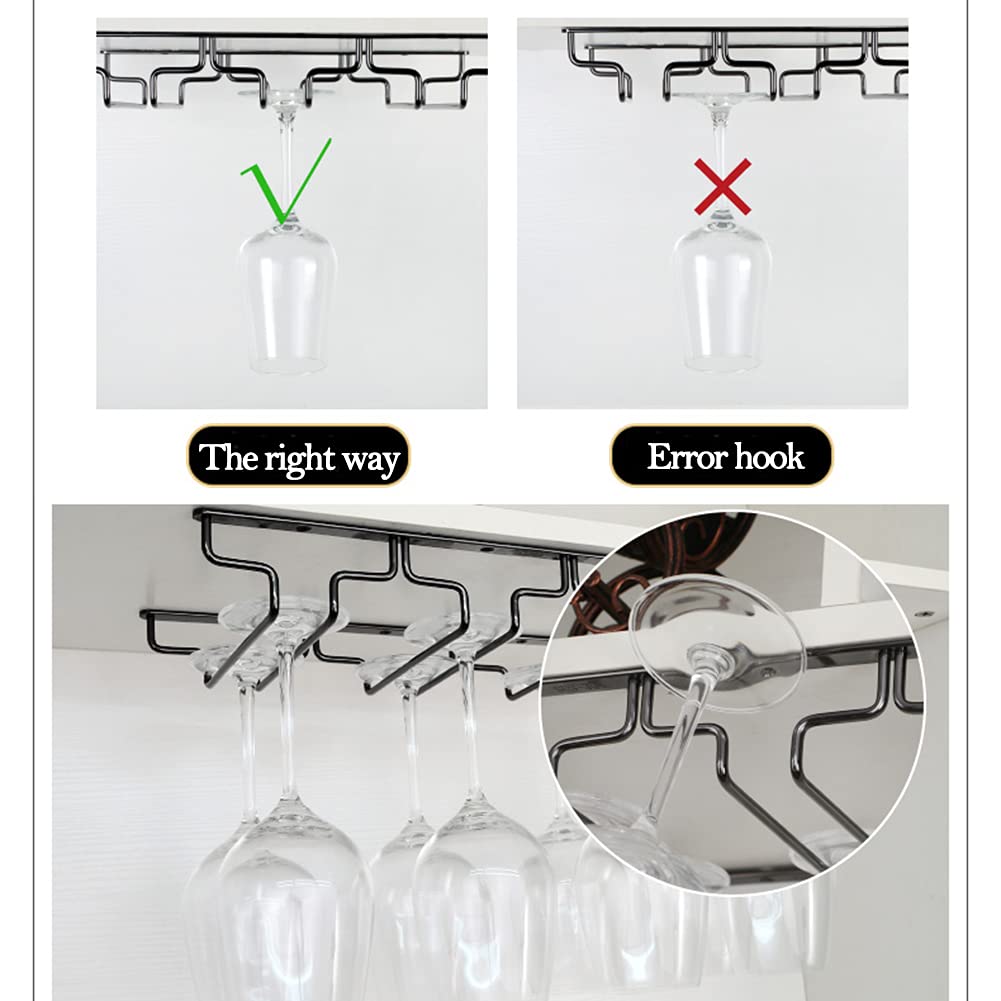 Stainless Steel Hanging Stemware Holder for Kitchen & Bar - Black