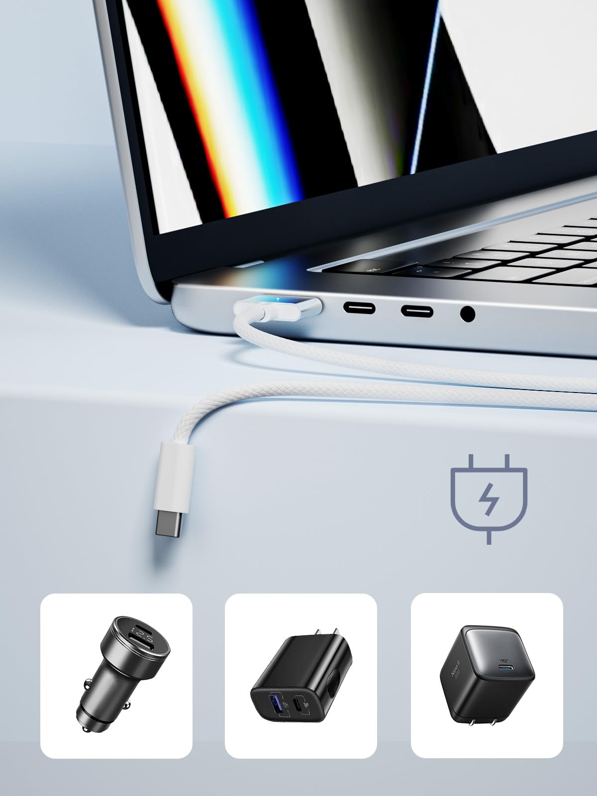 140W USB-C to Magnetic 3 Cable for MacBook Pro/Air - Fast Charging Compatible with M1/M2 Pro & Max Chip (2021-2023 Models) - 6.6ft Safe Durable Cable - Perfect for Home, Office & Travel Charging