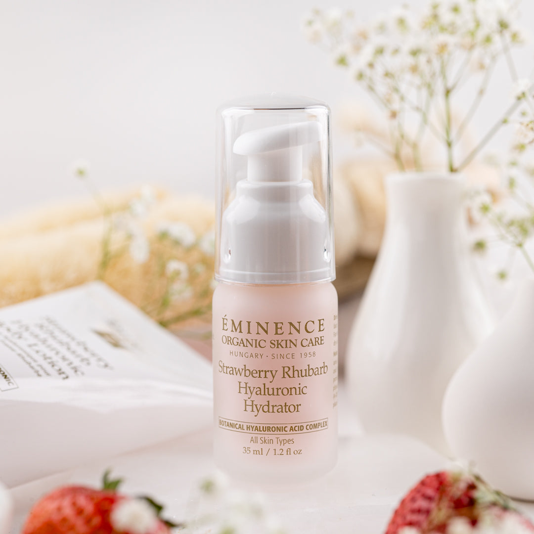 Eminence Organics Strawberry Rhubarb Hyaluronic Hydrator - Organic Face Moisturizer for Dry Skin, Anti-Aging & Hydration - Perfect for Daily Skincare Routine & Night Care