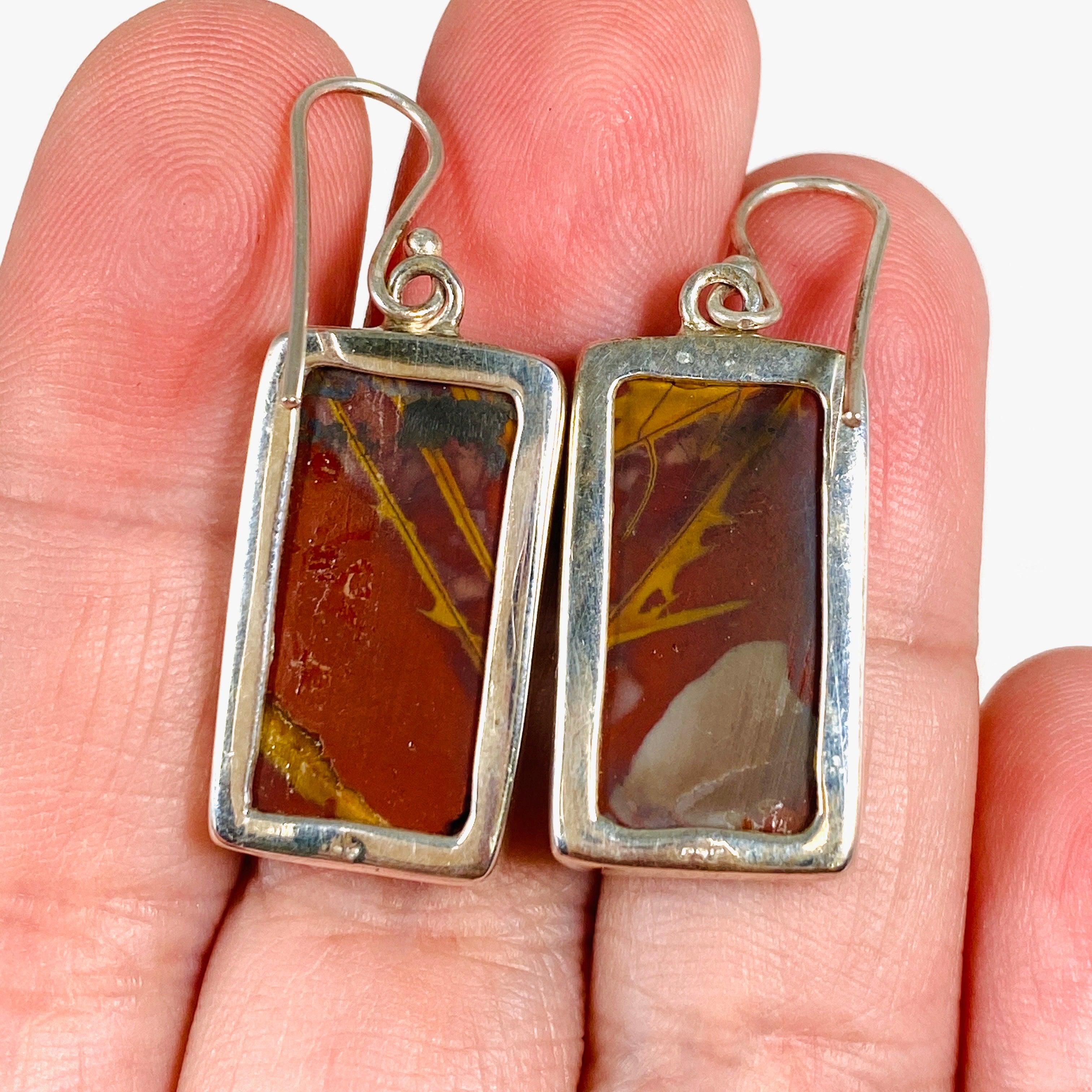 Natural Pilbara Noreena Jasper Rectangular Dangle Earrings - Handmade Gemstone Jewelry for Women - Perfect for Casual Wear, Office & Special Occasions