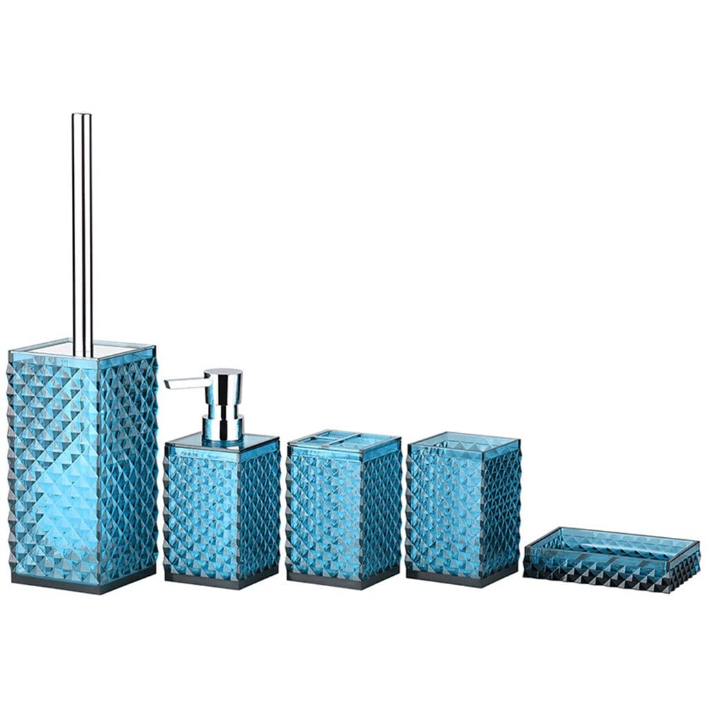 Premium Acrylic Bathroom Accessories Set - Toothbrush Holder, Soap Dispenser, Cup & Toilet Brush Organizer for Modern Home Bathroom Decor | Space-Saving Essentials for Vanity, Countertop & Shower Organization