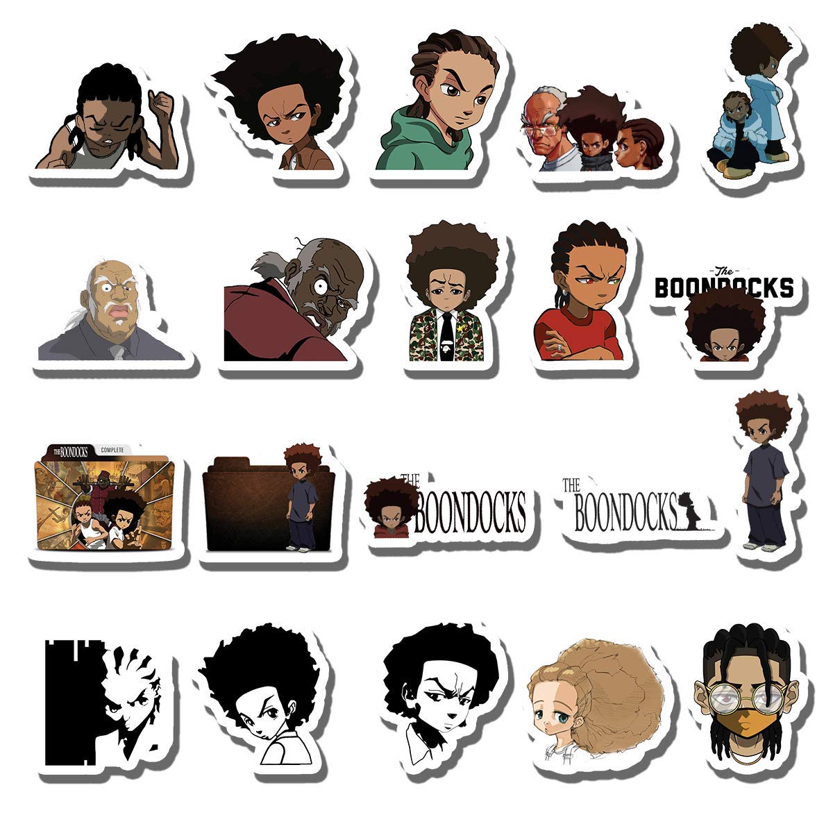 20 PCS Aesthetic Boondocks Vinyl Stickers - Colorful Waterproof Decals for Water Bottles, Laptops, Cars, Bikes, Luggage & More | Perfect for DIY Crafts, Personalizing Devices & Decorating Accessories