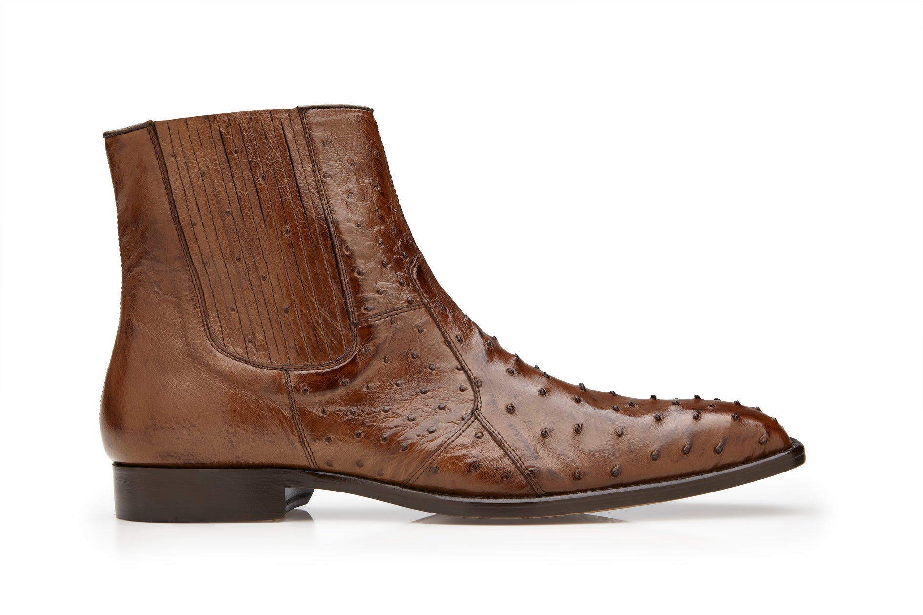 Belvedere Roger Genuine Ostrich Quill Chelsea Boots - Antique Brown Size R55 | Premium Leather Ankle Boots for Men | Perfect for Formal Events & Winter Fashion