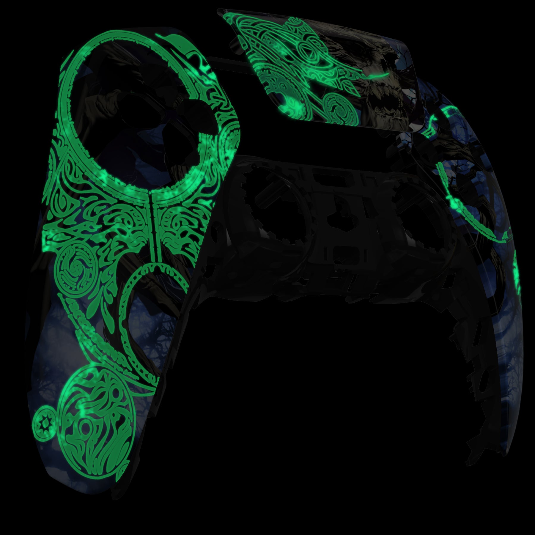 eXtremeRate Glow in the Dark Front Housing Shell for PS5 Controller (BDM-010/020/030/040/050) - Earth Lord Design - Custom Replacement Cover with Touchpad - Perfect for Gaming, Cosplay & Controller Customization