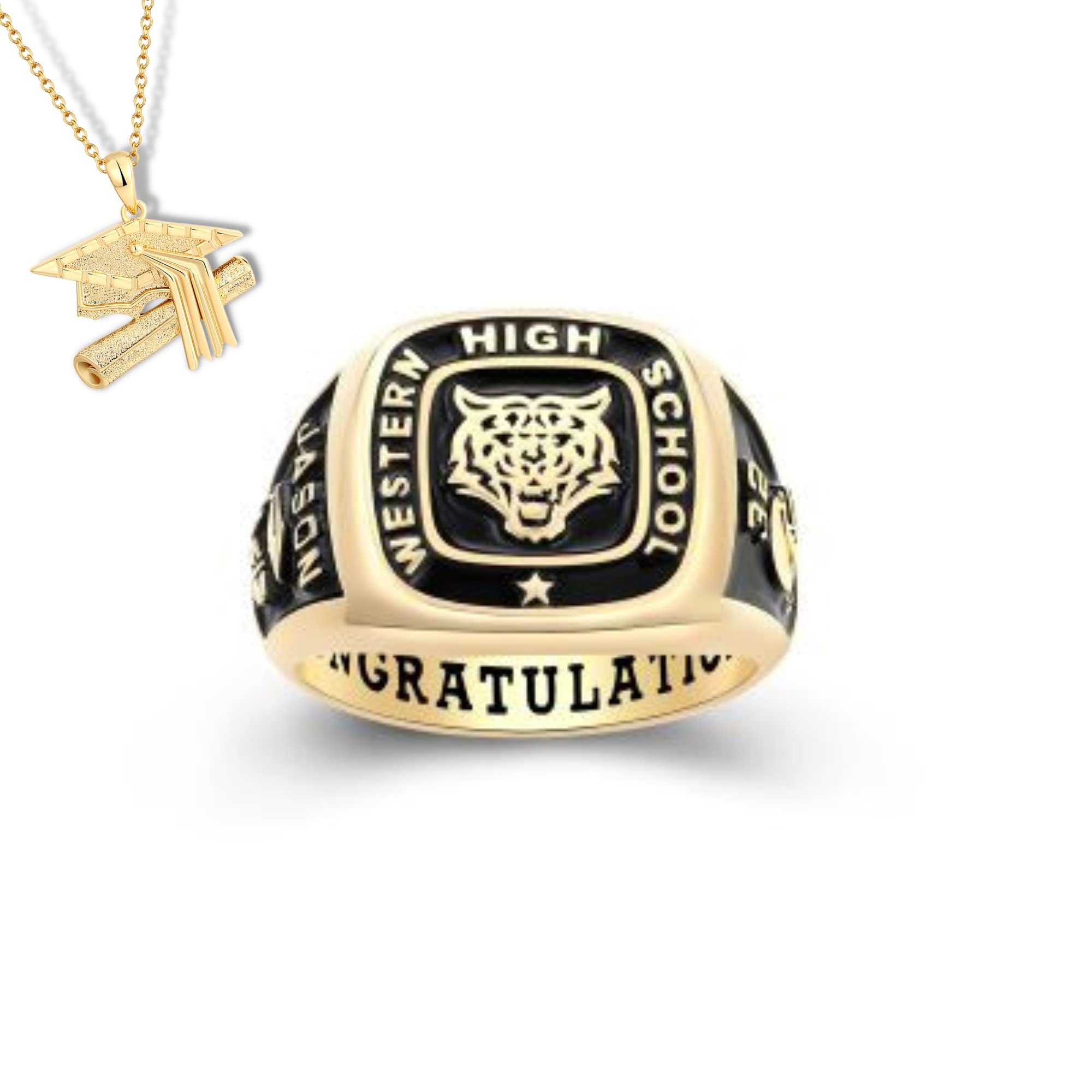 Authentic PJM Mementos USA Premium Class Ring for Men – 925 Sterling Silver or 10KT Gold Custom Signet Ring – Personalized High School, College & University Graduation Ring – Perfect Gift for Graduates, Alumni & Achievers – Ideal for Commencement Ceremonies, Alumni Reunions & Milestone Celebrations