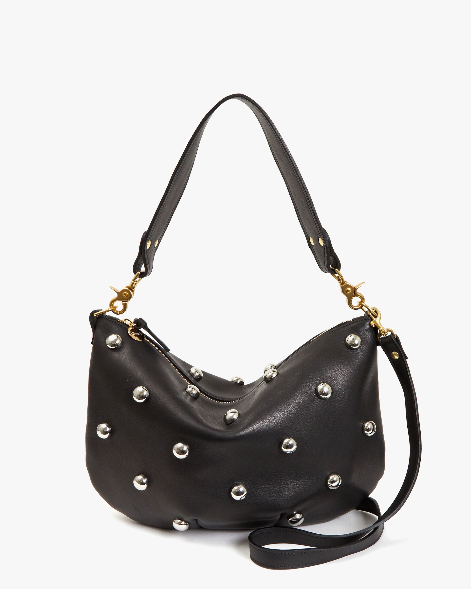 Moyen Messenger Bag Black Genuine Leather with Studs - Stylish Crossbody Purse for Women, Perfect for Work, Travel & Daily Use