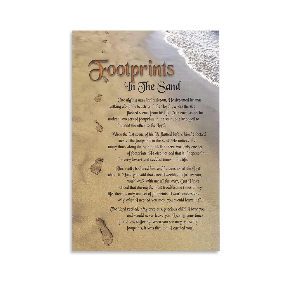 ERERT Footprints in The Sand Motivational Wall Art - Inspirational Canvas Painting Poster for Living Room & Bedroom Decor - 12x18 Inches (30x45cm) - Perfect for Home, Office, or Gift Giving