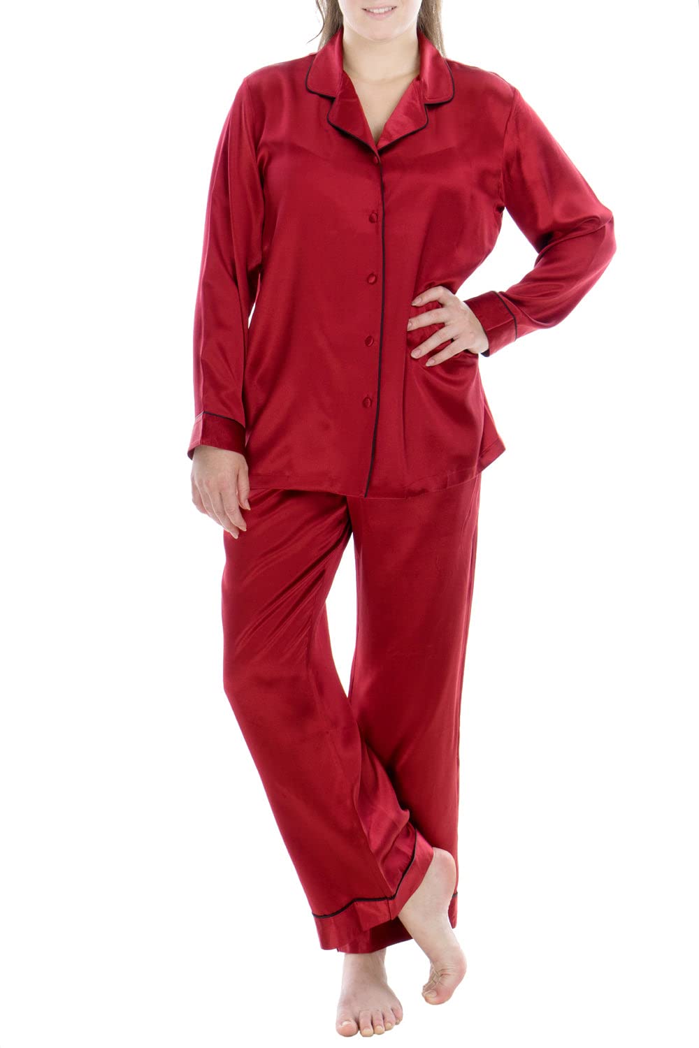 Luxury 100% Mulberry Silk Pajama Set for Women - Soft & Breathable Sleepwear for Comfortable Nights - Perfect for Relaxation, Spa Days & Romantic Getaways
