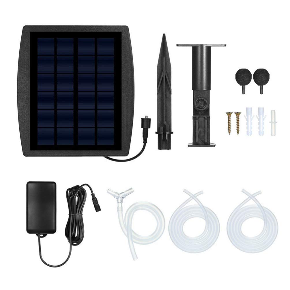 Silent Solar Powered Aquarium Air Pump - Oxygen Pump for Fish Tank, Small Fountain Pump - Perfect for Home Aquariums, Fish Breeding & Outdoor Fishing