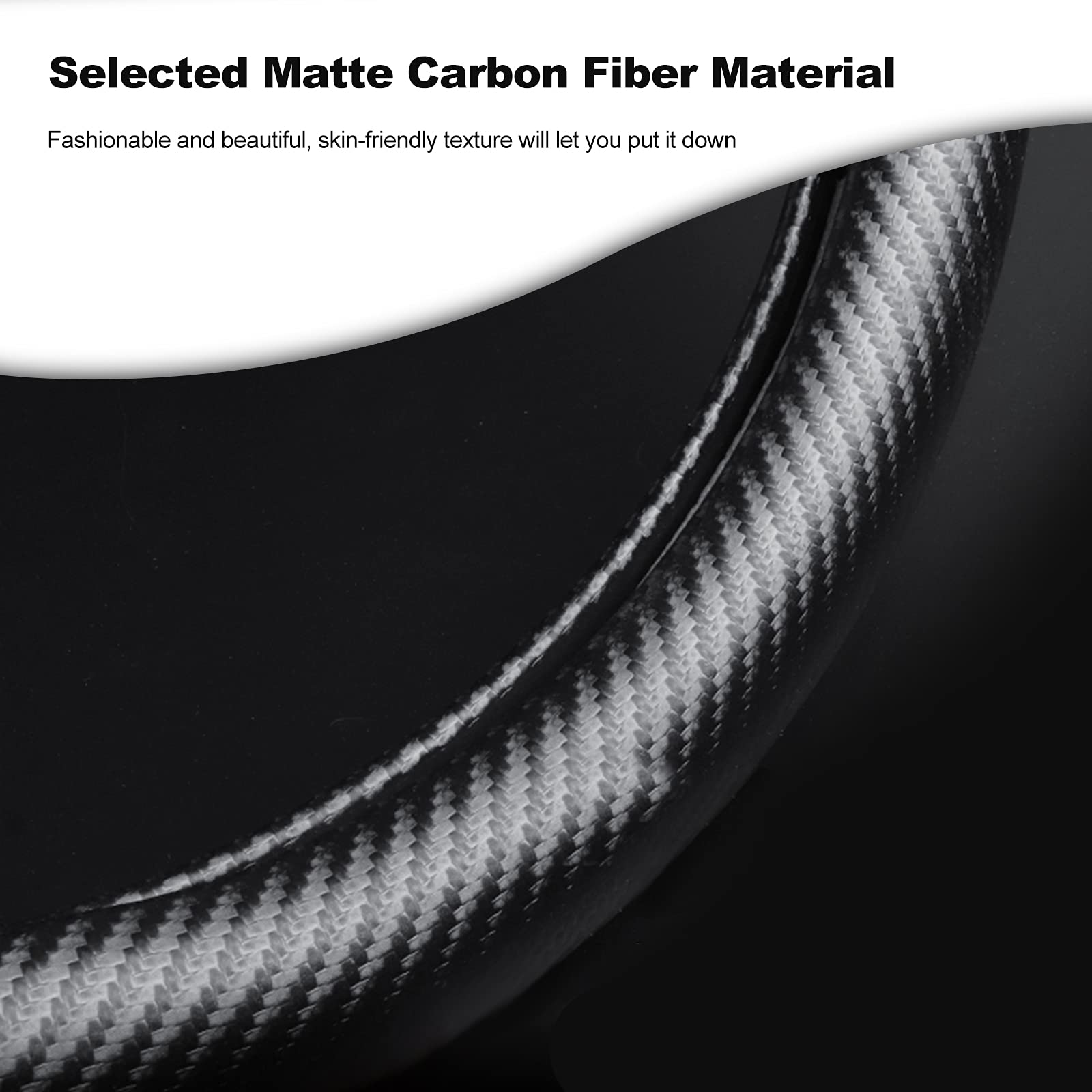Premium Carbon Fiber & Microfiber PU Leather Steering Wheel Cover - Anti-Slip, Breathable, Sweat Absorbent - Fits 38cm/15