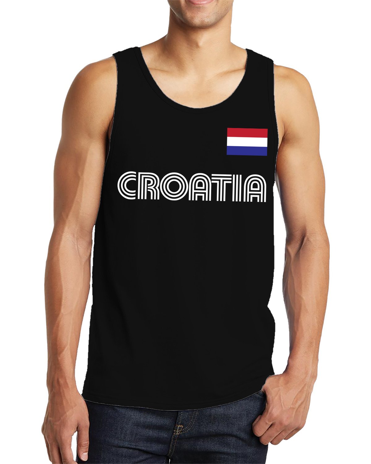 **SpiritForged Croatia Soccer Jersey for Men - Breathable Tank Top for Fans & Players - Perfect for Matches, Training, and Casual Wear**