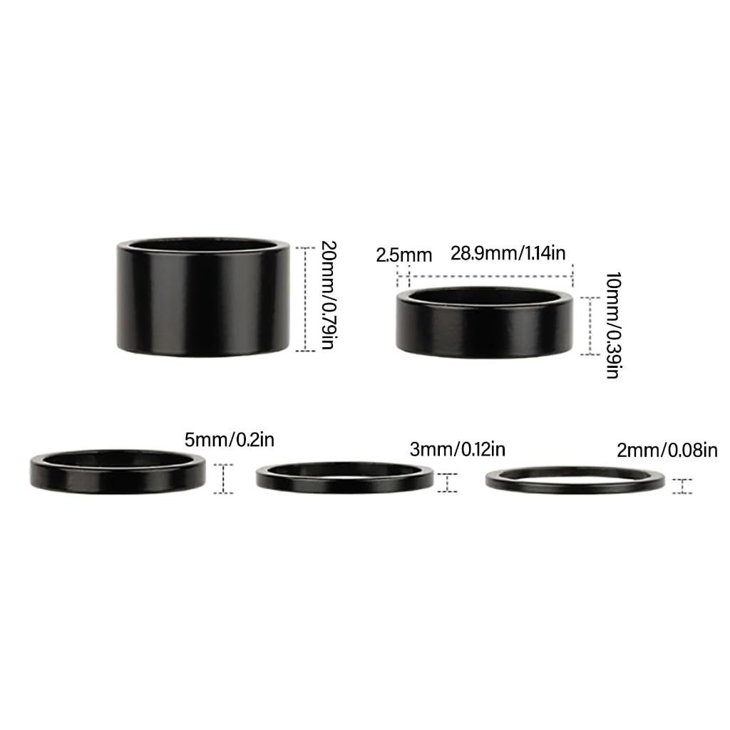 3PCS Bicycle Headset Spacer Kit - 2MM, 3MM, 5MM Aluminum Alloy Fork Spacers for Road Bikes - Handlebar Stem Washers & Front Fork Rings - Perfect for Bike Maintenance, Customization and Height Adjustment