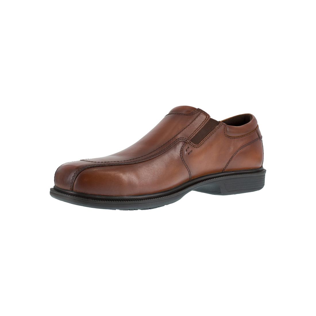 Coronis Steel Toe Slip-On Dress Work Shoes for Men - Comfortable Brown Leather Safety Shoes for Office, Construction & Industrial Work