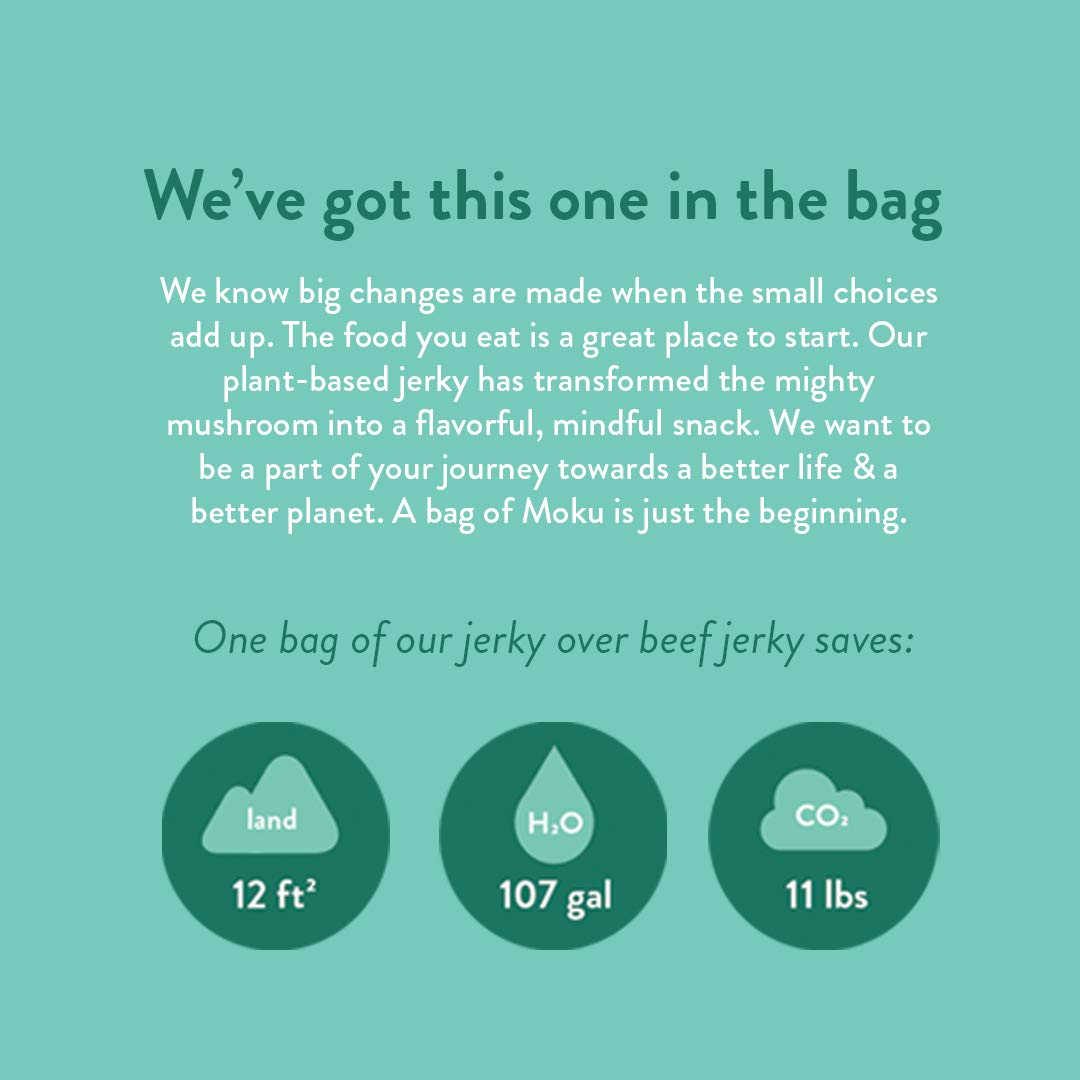 Moku Plant-Based Mushroom Jerky - Sweet & Spicy Vegan Beef Jerky (3 Pack) | Gluten Free, Soy-Free, Non-GMO Healthy Snacks | No Artificial Sweeteners | 2.0 Oz Each | Perfect for Hiking, Road Trips & Keto Diet
