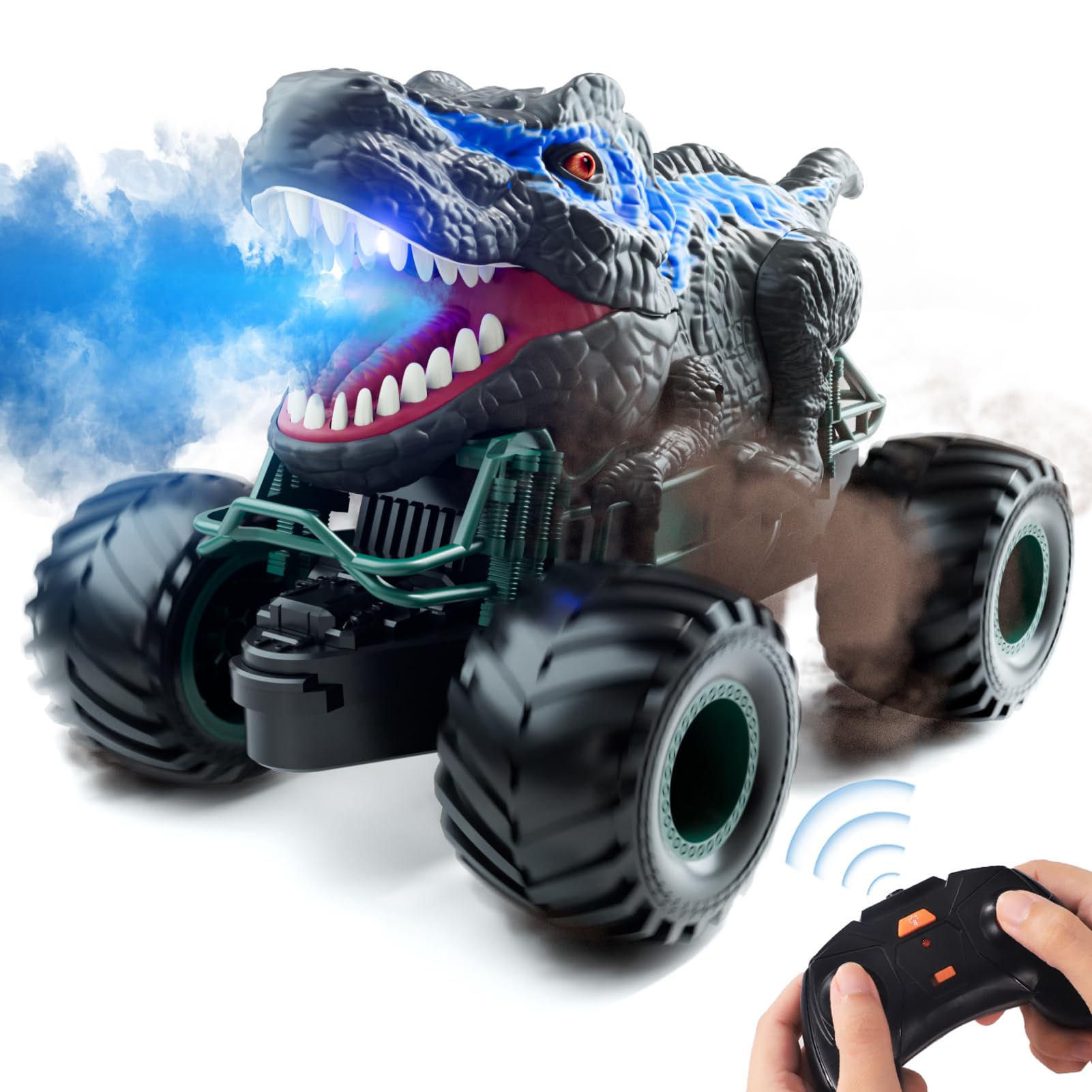 Bennol 2.4GHz Remote Control Dinosaur Car Toy with Lights, Sounds & Spray - RC Dinosaur Vehicle for Kids Ages 3-12 - Indoor & Outdoor Play - Perfect Birthday Gift for Boys & Girls - Great for Backyard Adventures, Birthday Parties & STEM Learning