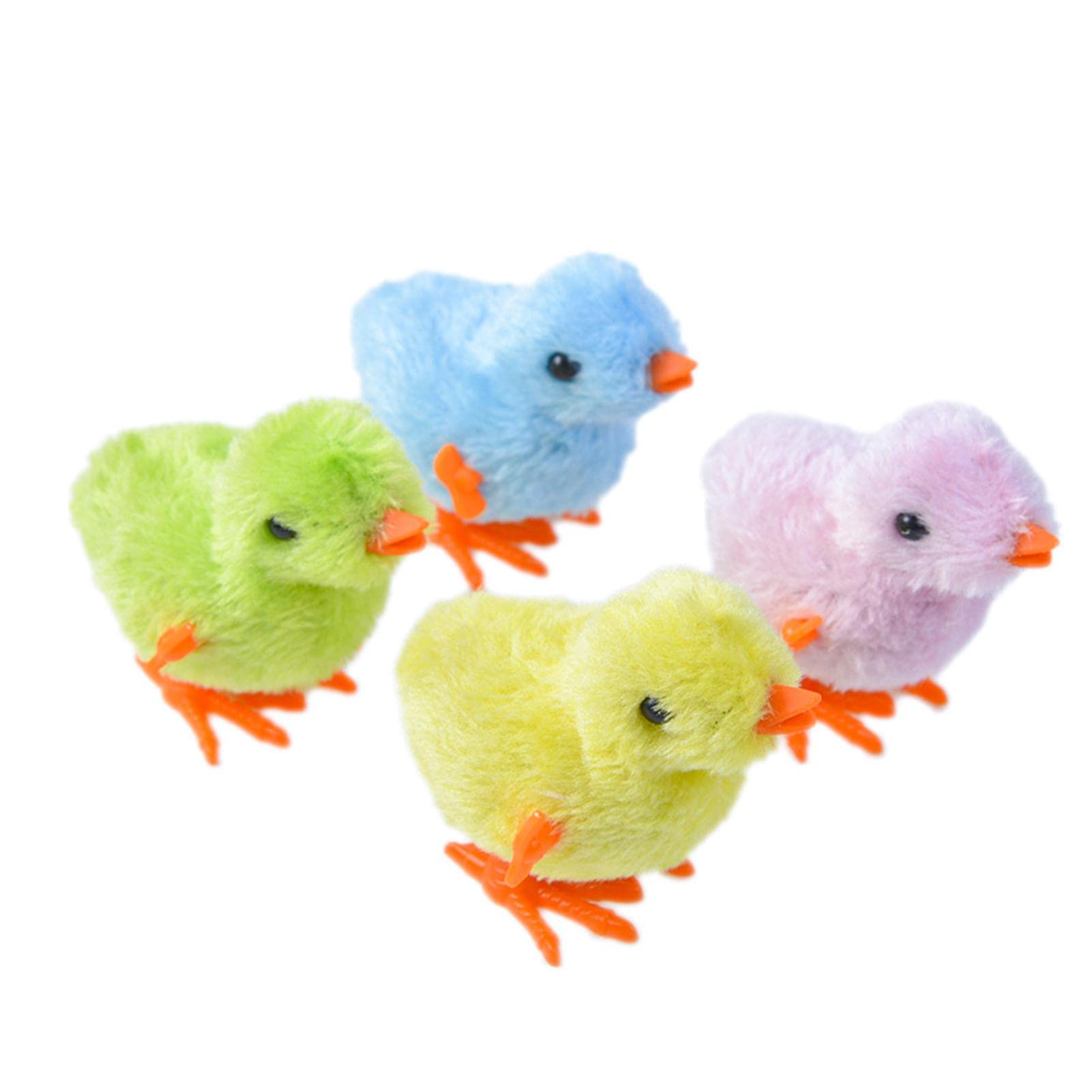 4 Pack Wind Up Chicken Toys - Fun Jumping Plush Chicks for Kids, Easter Basket Stuffers & Party Favors - Random Colors - Perfect for Easter Egg Hunts, Birthday Parties & Classroom Rewards