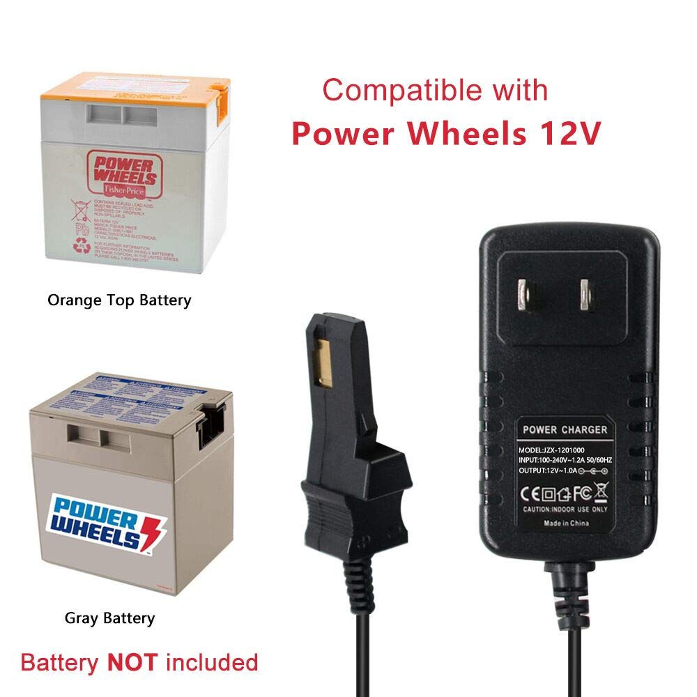 12V Power Wheels Battery Charger Replacement - Fast Charging & Safe for Kids Ride-On Cars - Perfect for Home, Backyard, and Outdoor Play